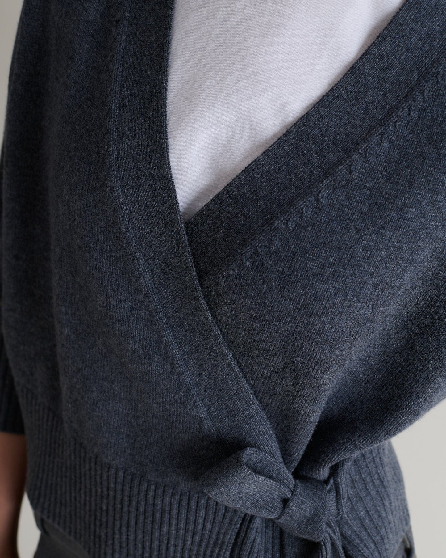 Women's Cashmere Merino Wrap Jumper - Graphite