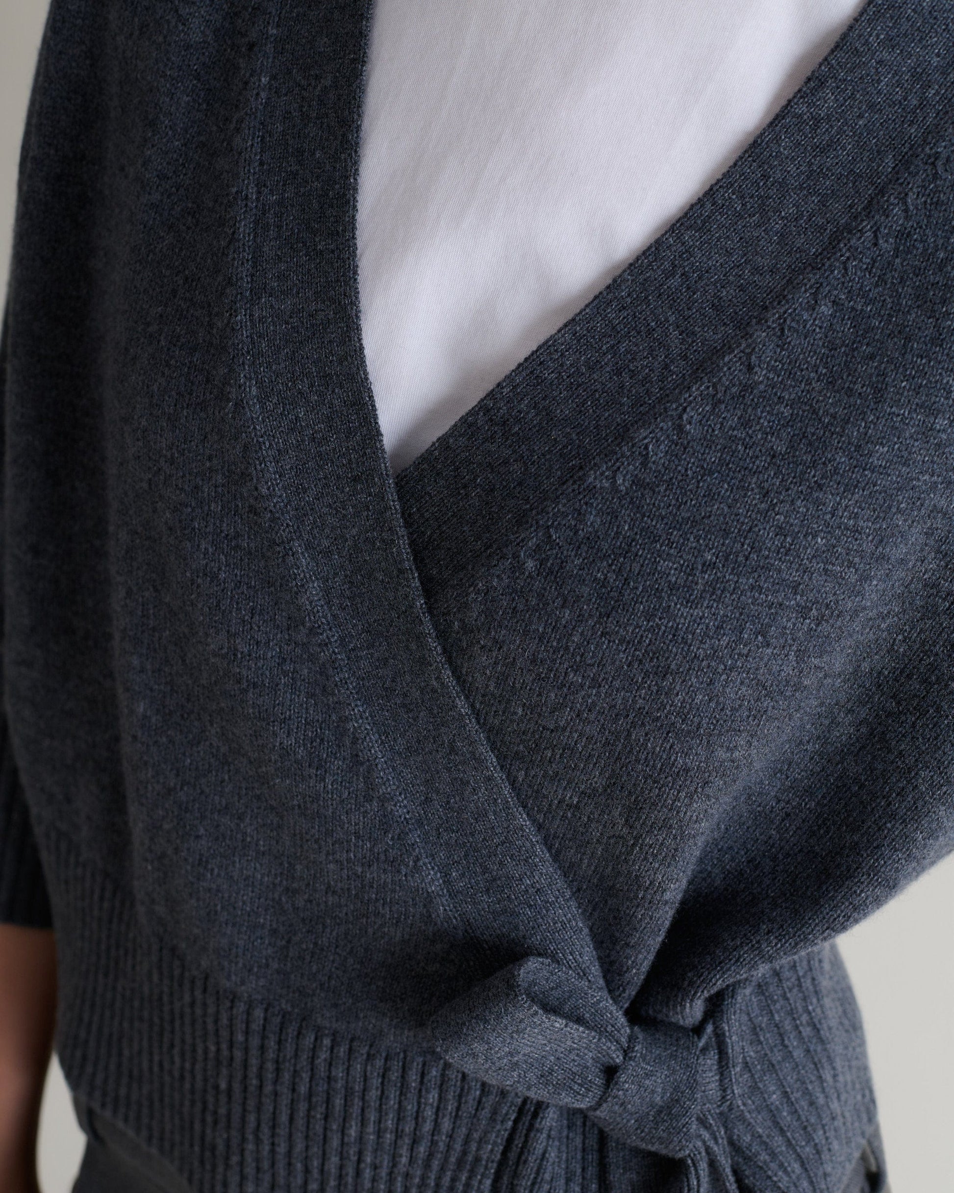 Women's Cashmere Merino Wrap Jumper - Graphite