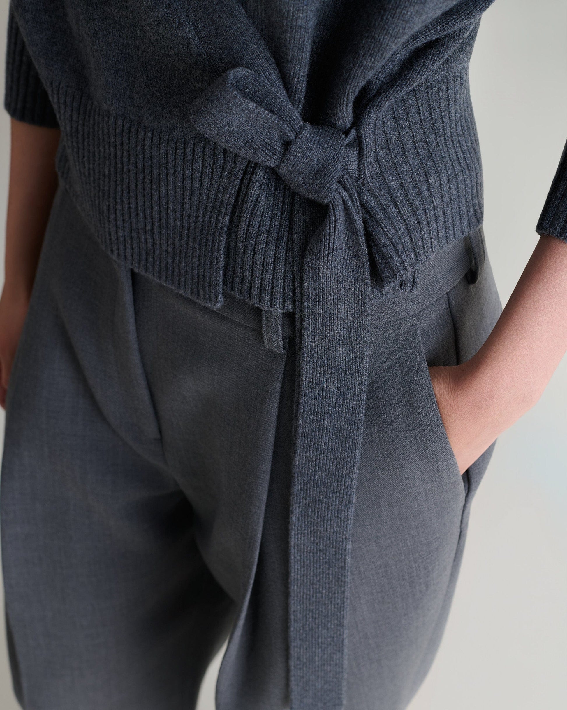 Women's Cashmere Merino Wrap Jumper - Graphite