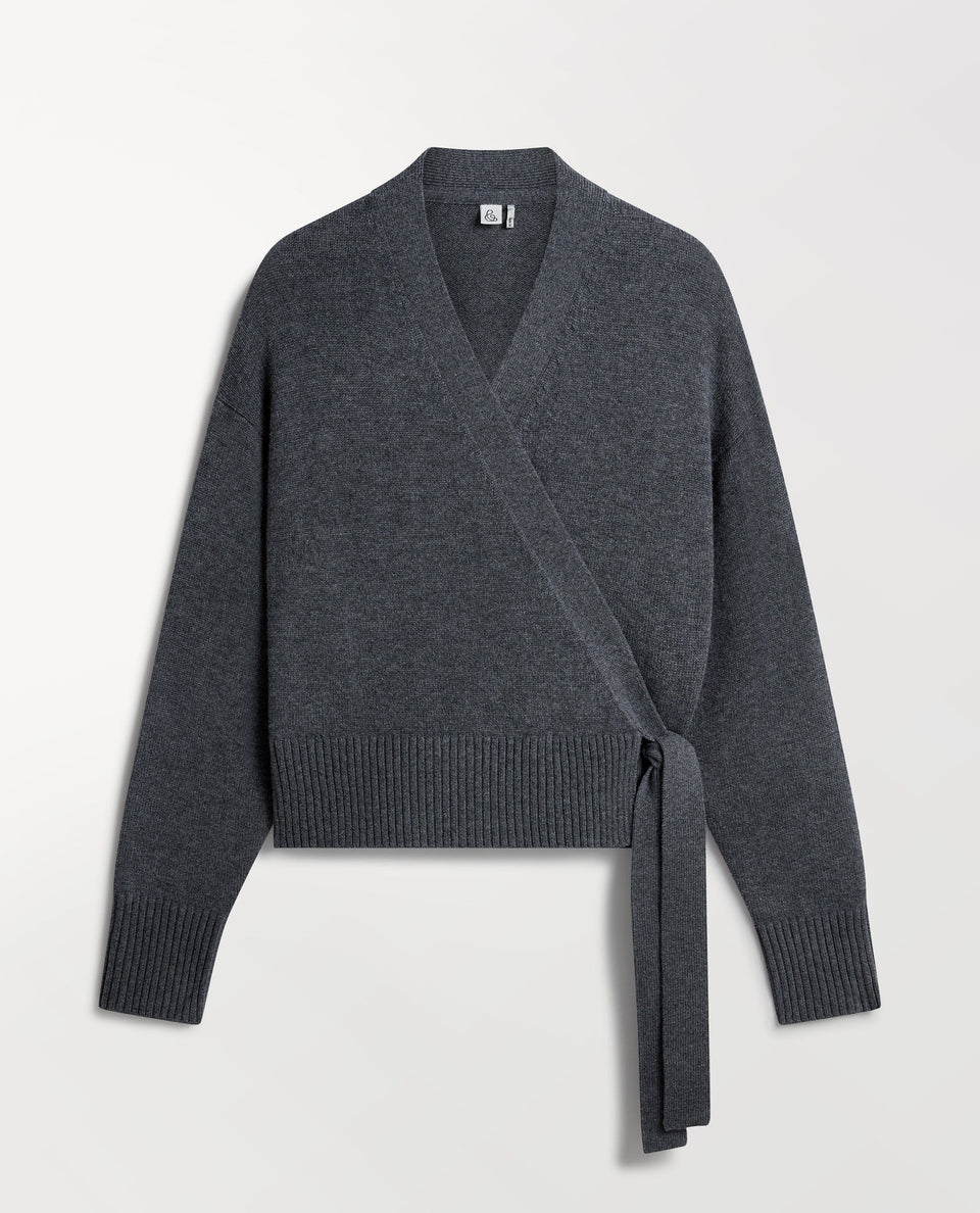 Women's Cashmere Merino Wrap Jumper - Graphite