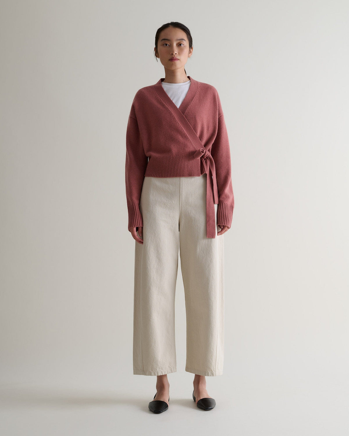 Women's Cashmere Merino Wrap Jumper - Pink Clay-[colour]-[size]-Rise &amp; Fall