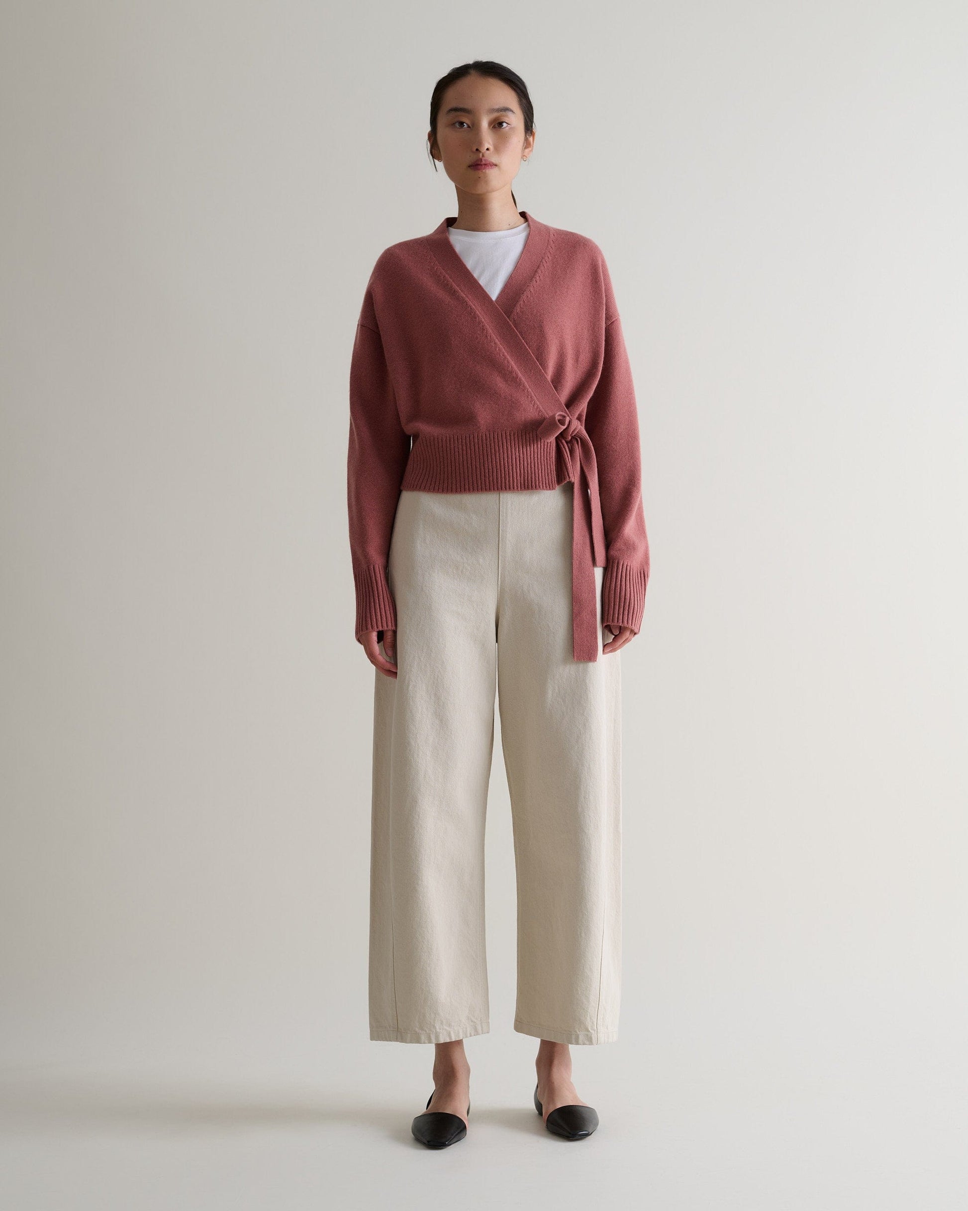 Women's Cashmere Merino Wrap Jumper - Pink Clay-[colour]-[size]-Rise &amp; Fall