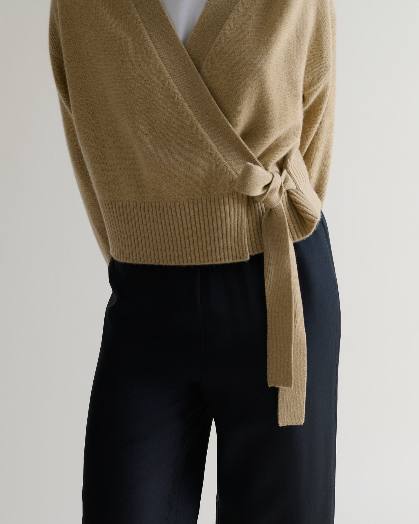 Women's Cashmere Merino Wrap Jumper - Twine-[colour]-[size]-Rise &amp; Fall