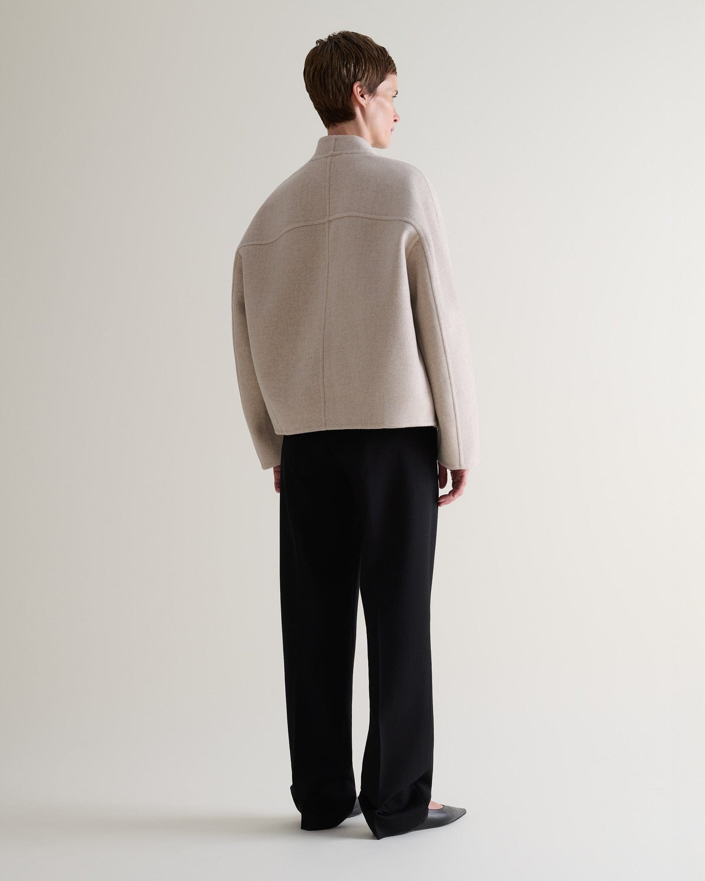 Women's Cashmere Wool Double Faced Scarf Jacket - Twine-[colour]-[size]-Rise &amp; Fall