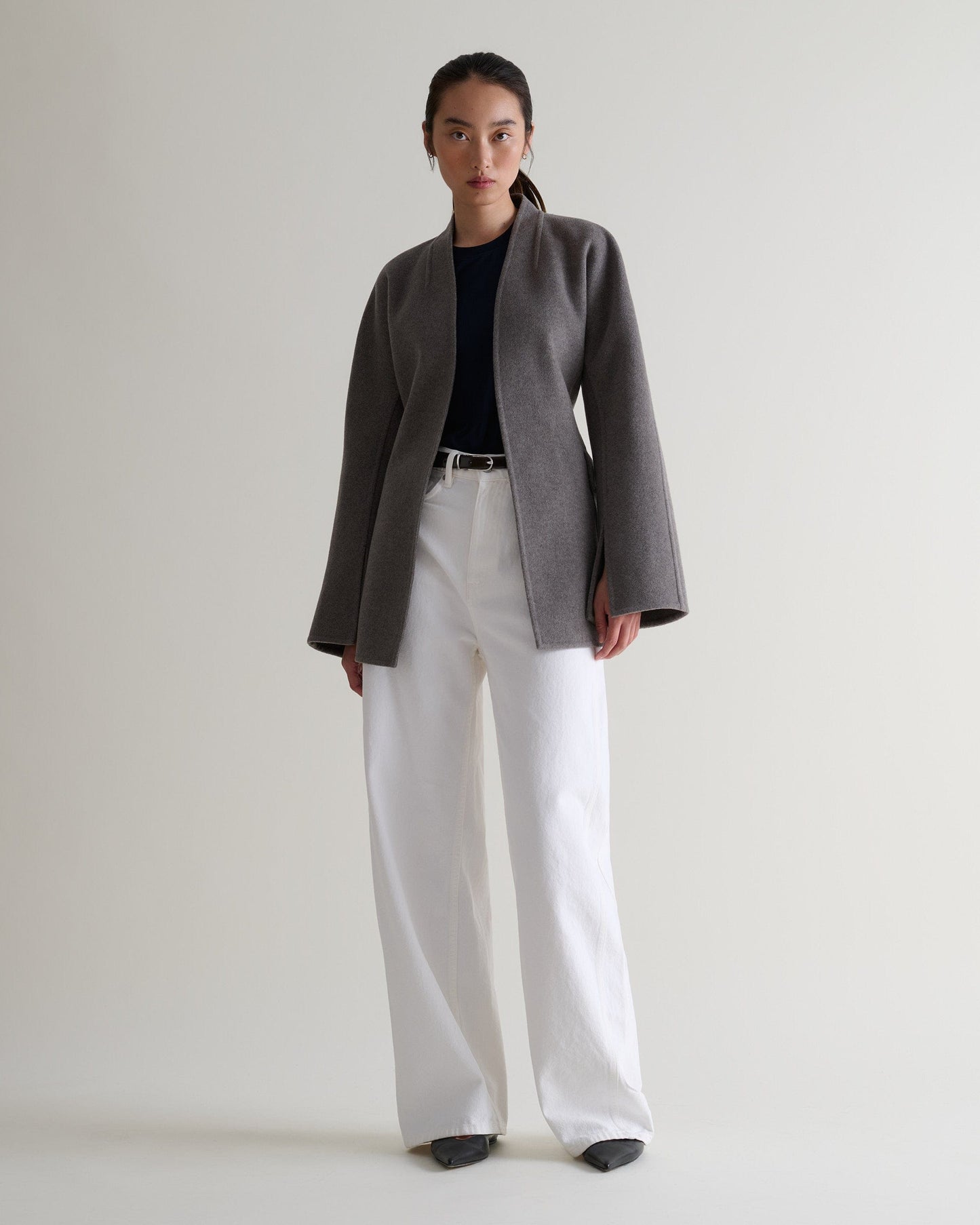 Women's Cashmere Wool Sculptural Jacket - Fawn-[colour]-[size]-Rise &amp; Fall