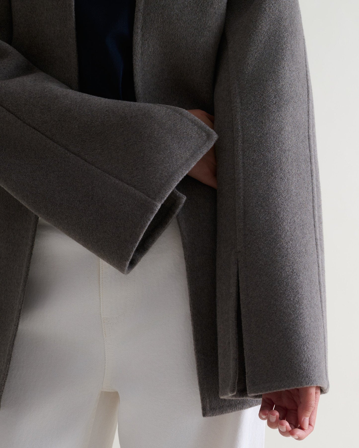 Women's Cashmere Wool Sculptural Jacket - Fawn-[colour]-[size]-Rise &amp; Fall