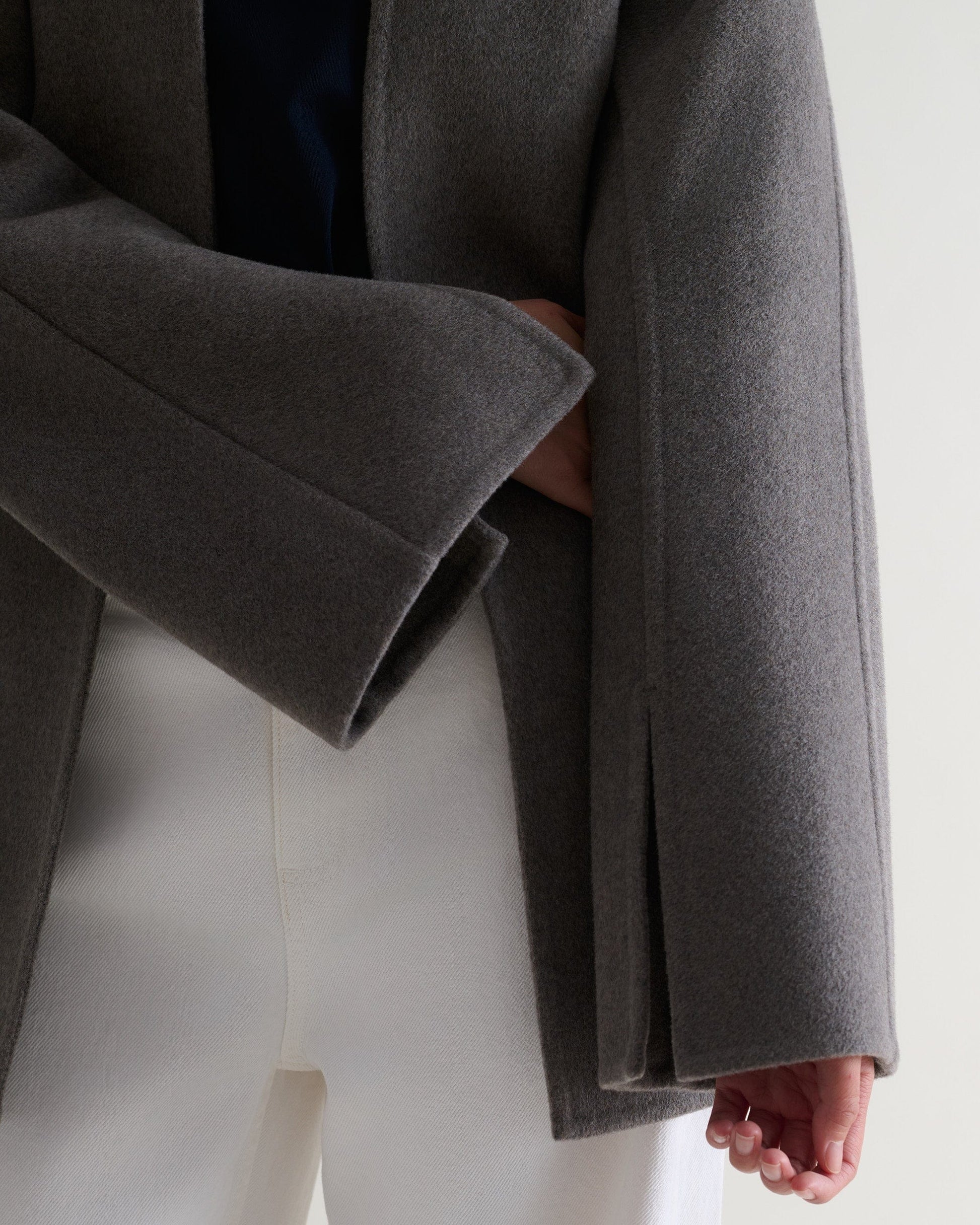 Women's Cashmere Wool Sculptural Jacket - Fawn-[colour]-[size]-Rise &amp; Fall