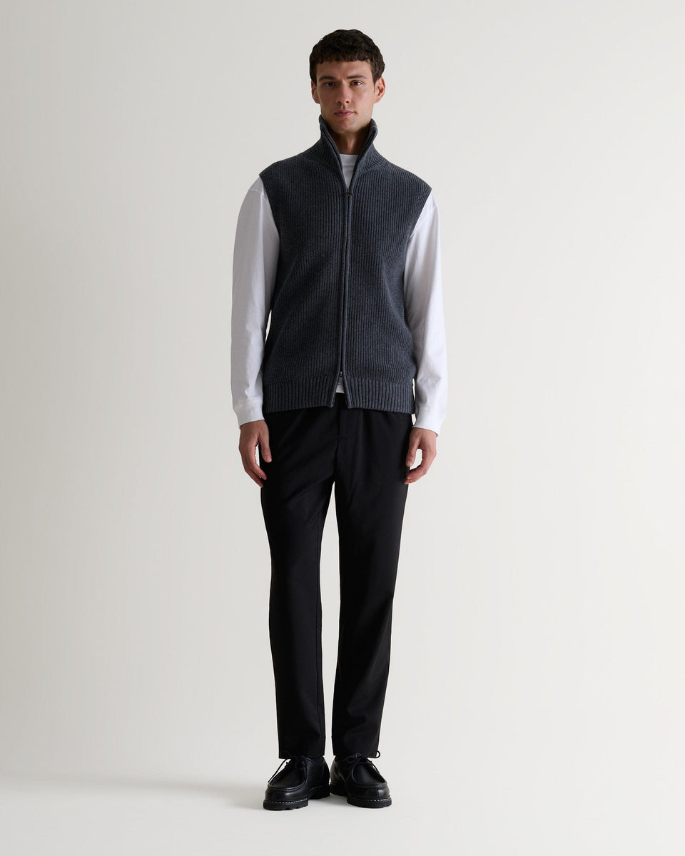 Men's Cashmere Merino Funnel Knit Vest - Graphite-[colour]-[size]-Rise &amp; Fall