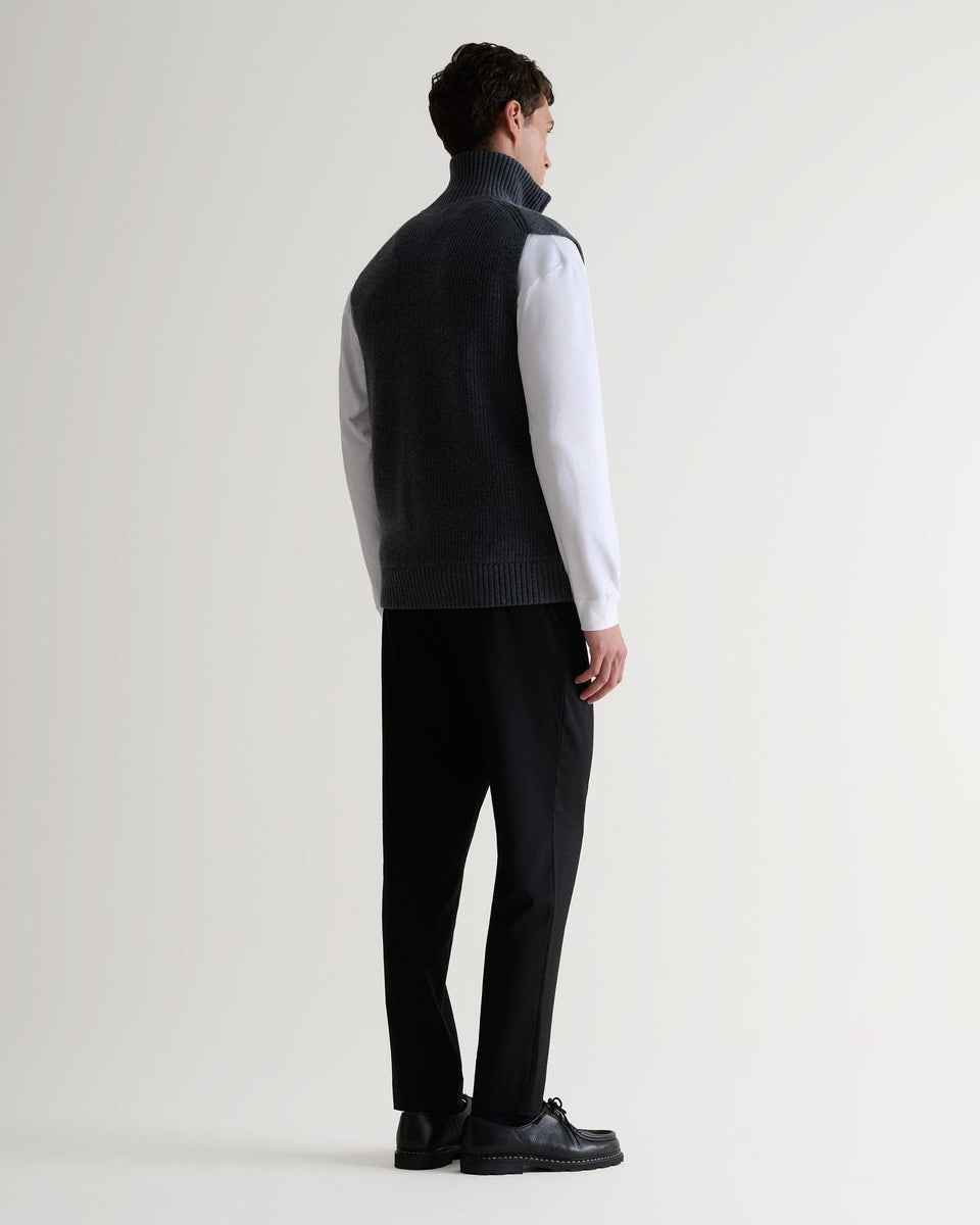 Men's Cashmere Merino Funnel Knit Vest - Graphite-[colour]-[size]-Rise &amp; Fall