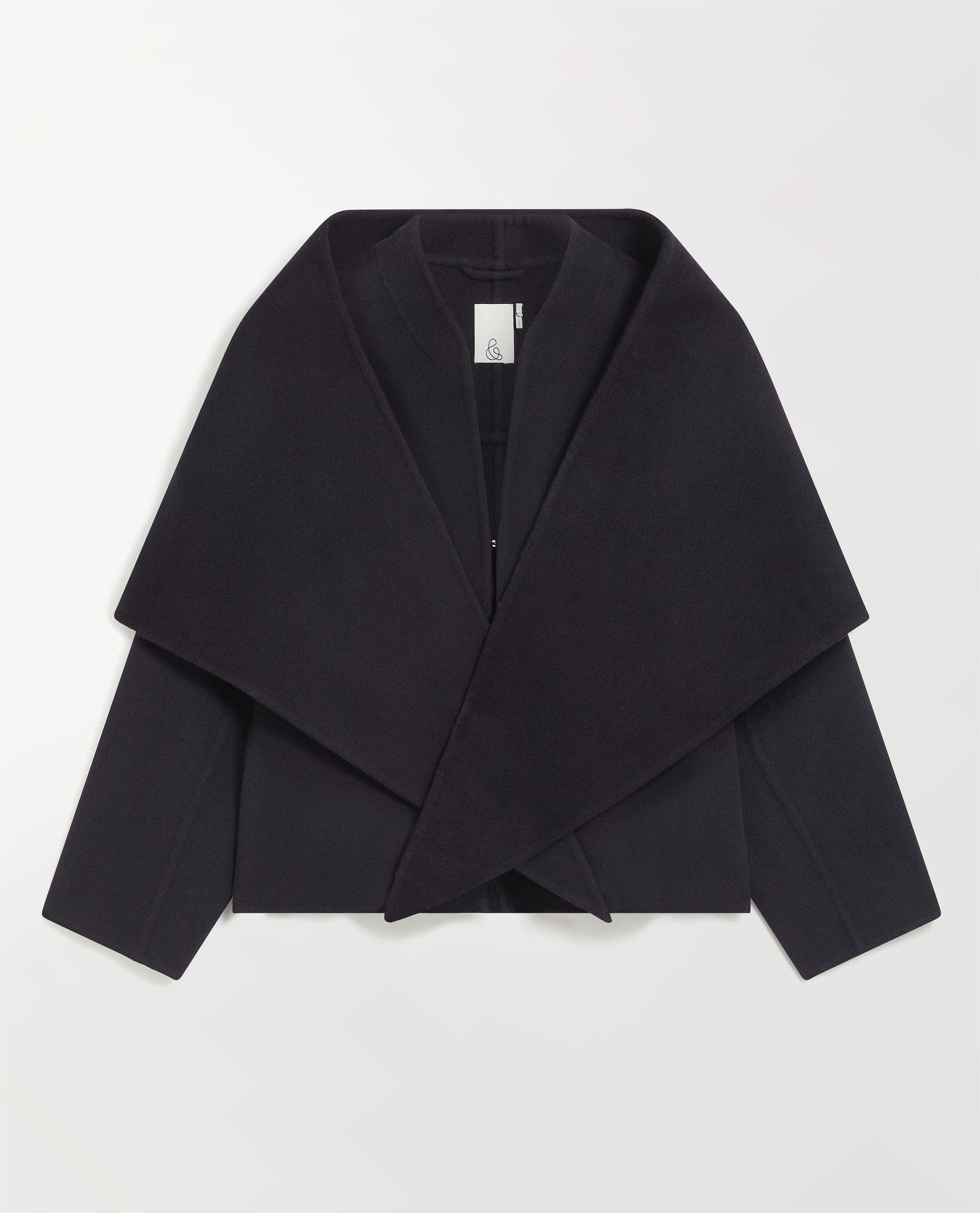 Women's Cashmere Wool Double Faced Scarf Jacket - Navy
