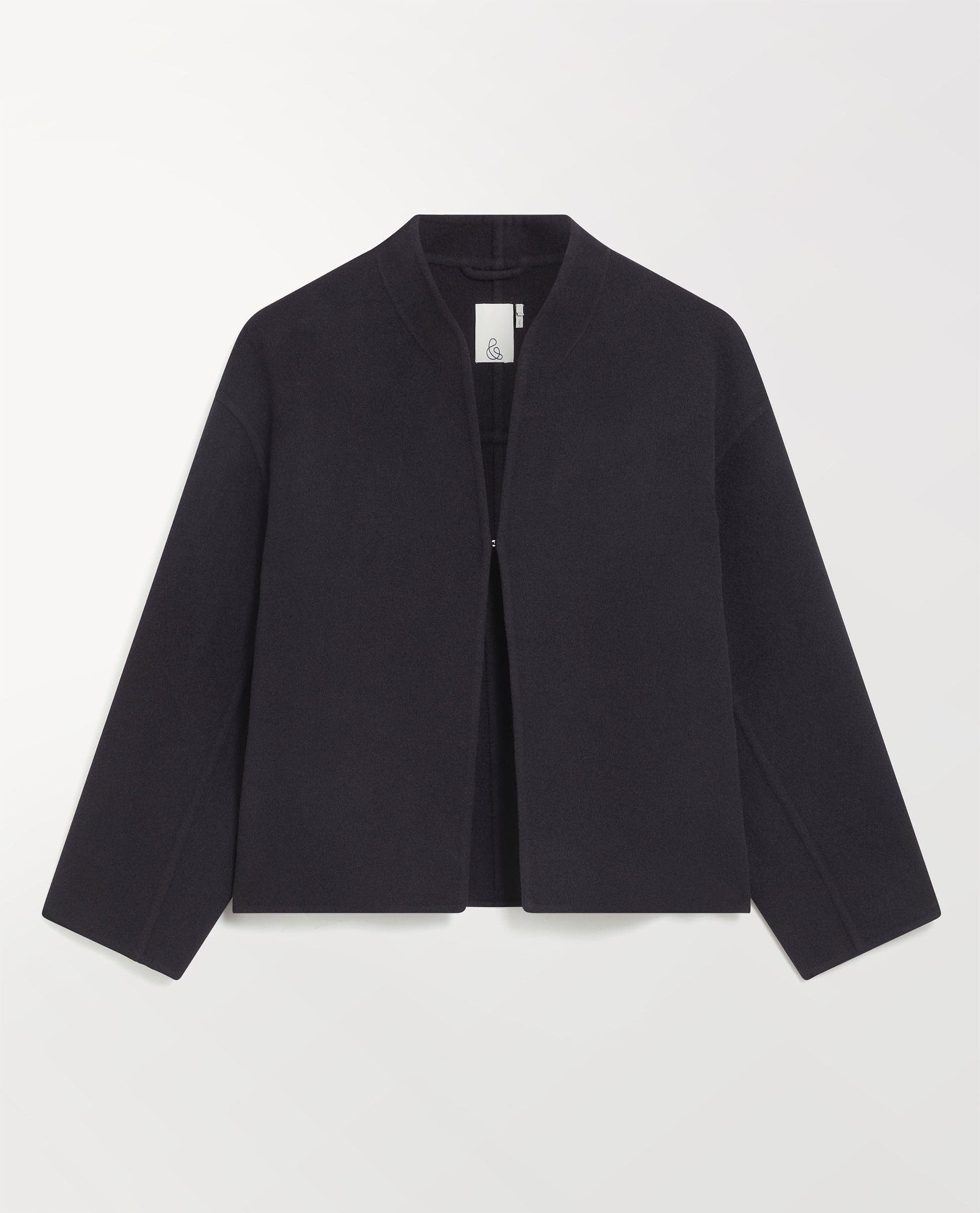 Women's Cashmere Wool Double Faced Scarf Jacket - Navy