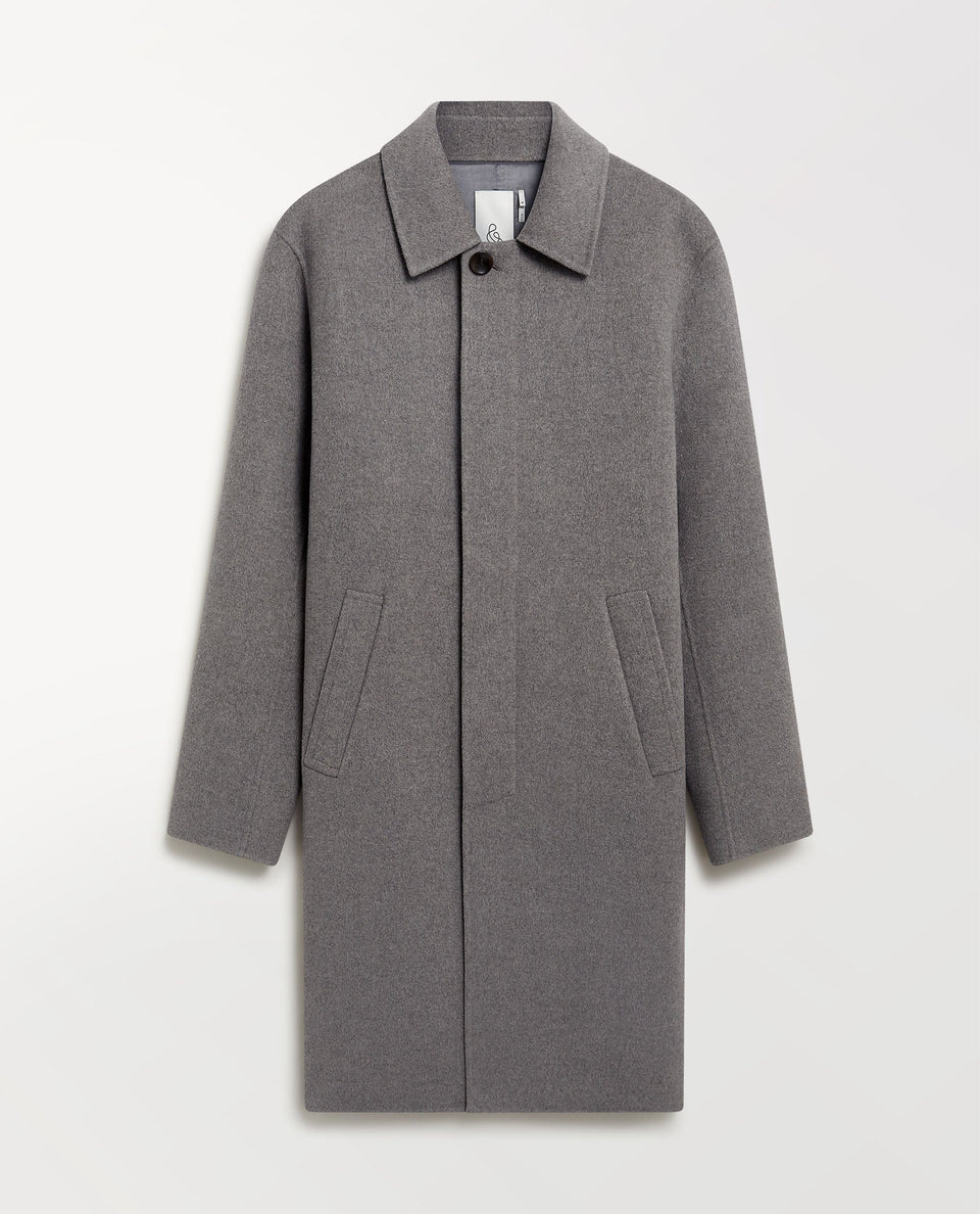 Men's Cashmere Wool Double Faced Car Coat - Grey