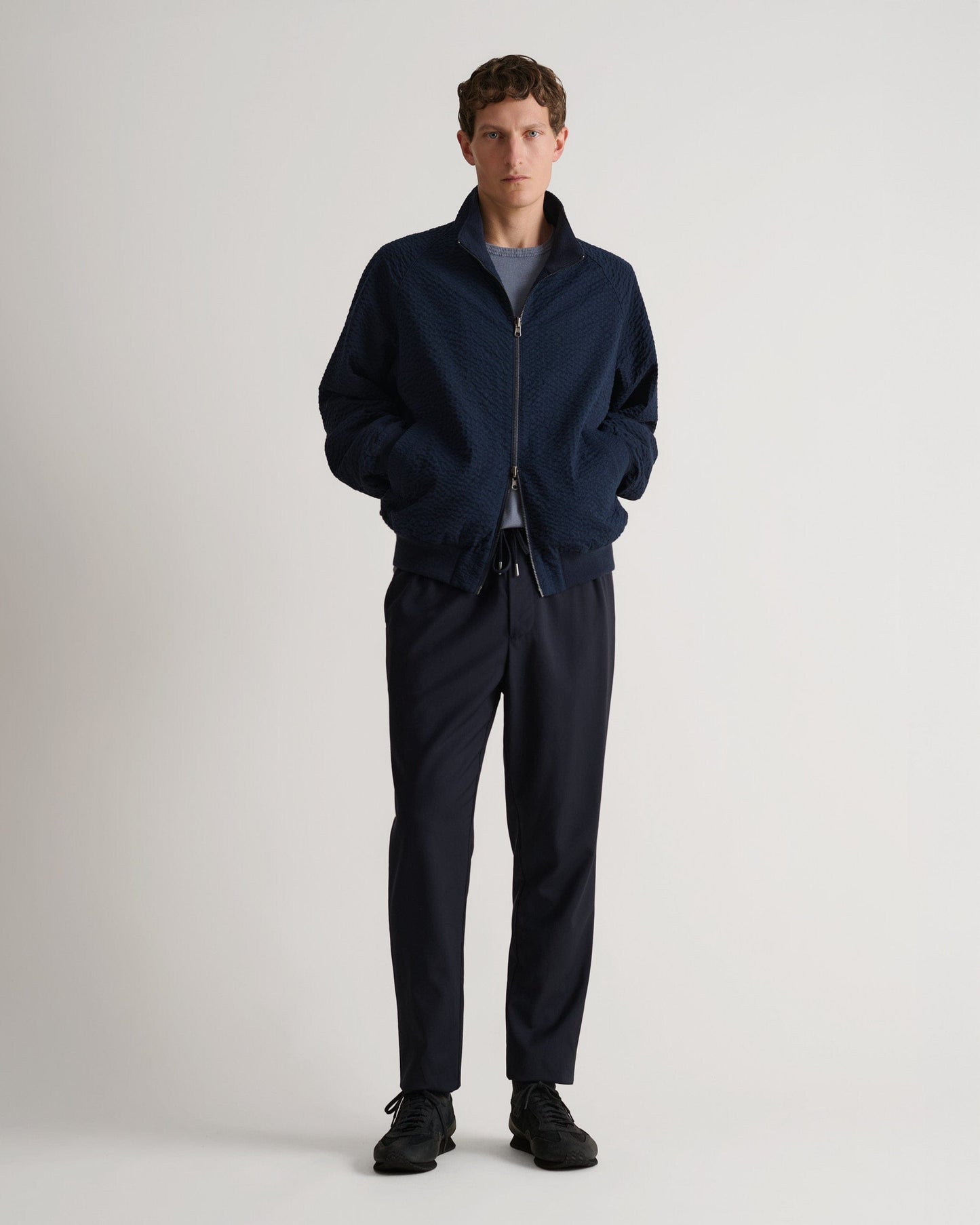 Men's Cotton Seersucker Jacket - Indigo