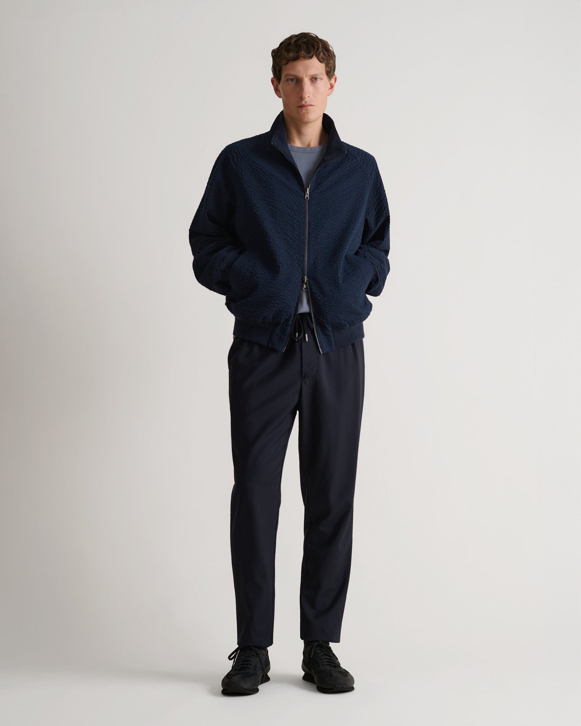 Men's Cotton Seersucker Jacket - Indigo