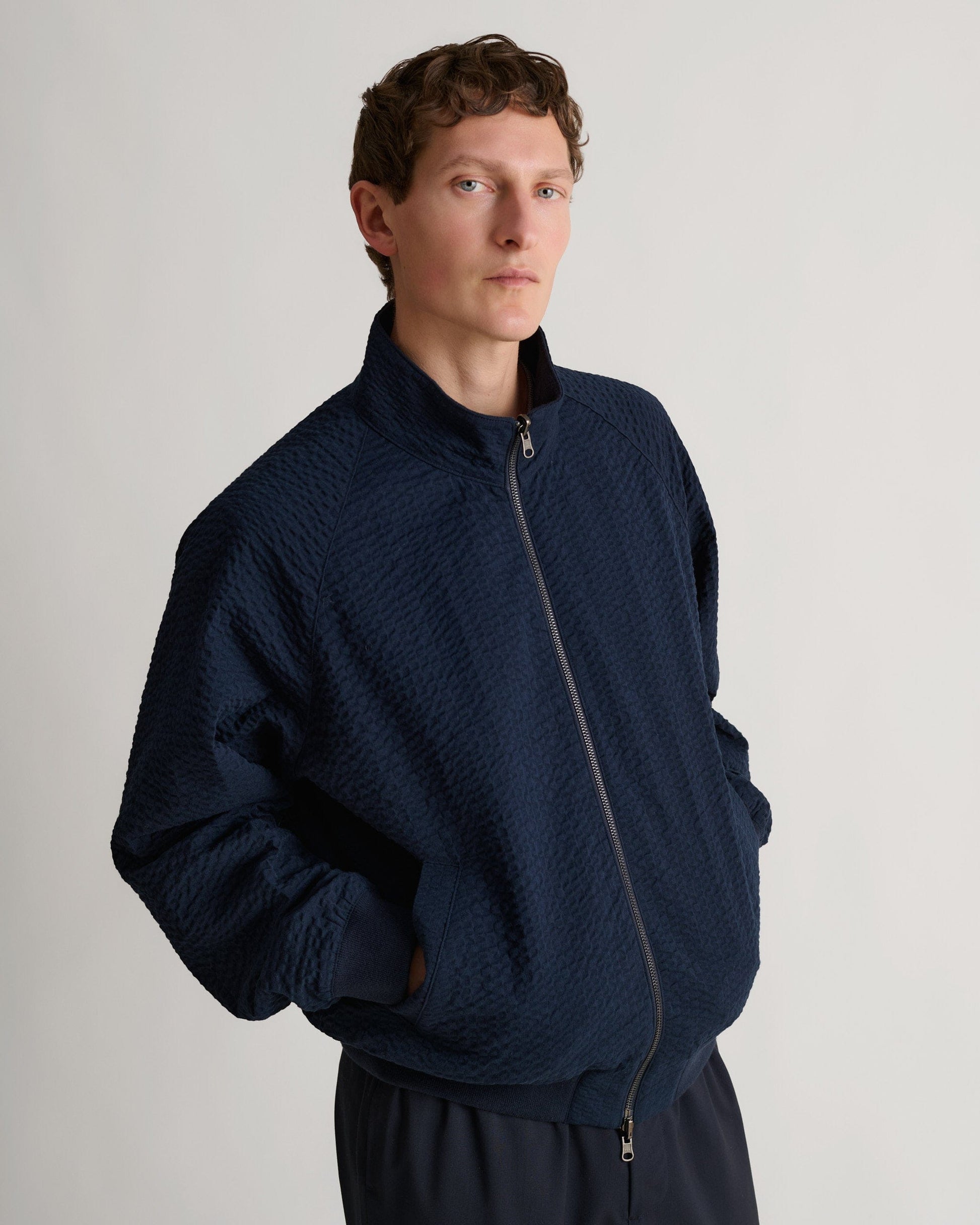 Men's Cotton Seersucker Jacket - Indigo