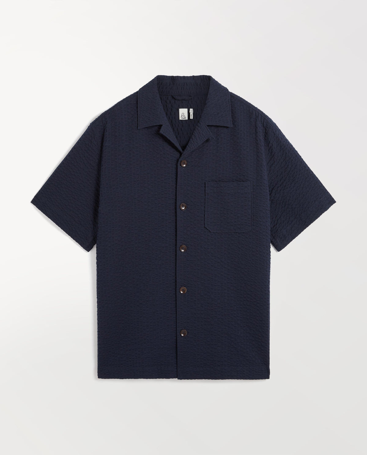 Men's Cotton Seersucker Cuban Collar Shirt - Indigo