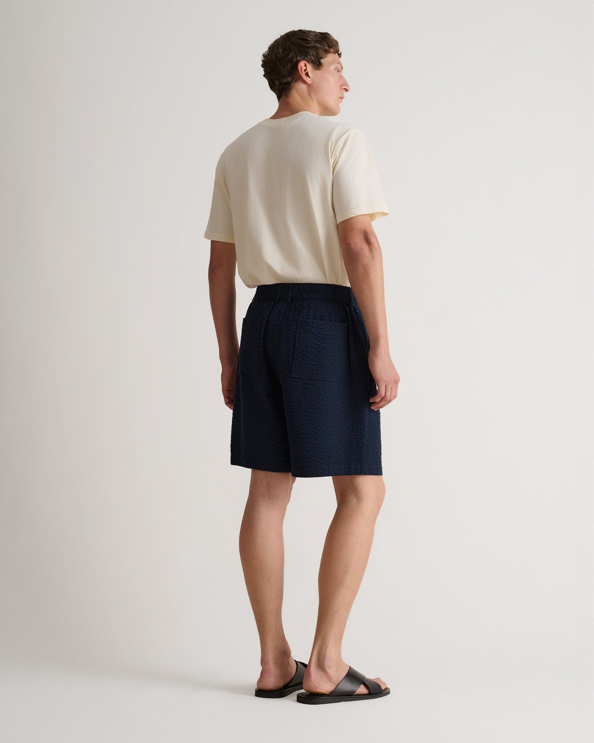 Men's Cotton Seersucker Short - Indigo