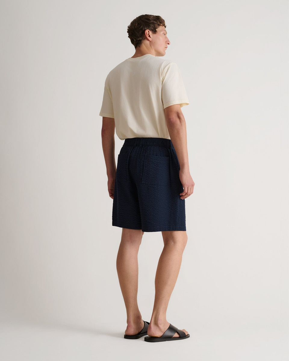 Men's Cotton Seersucker Short - Indigo