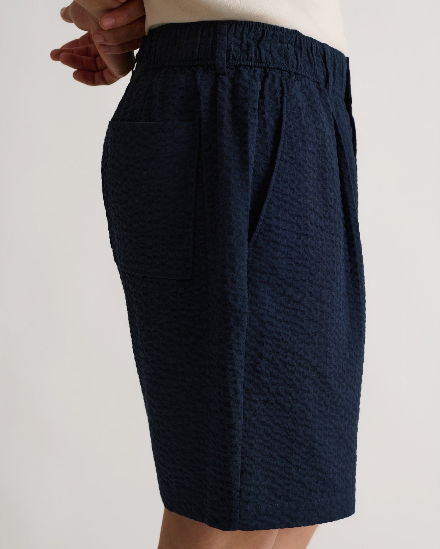 Men's Cotton Seersucker Short - Indigo