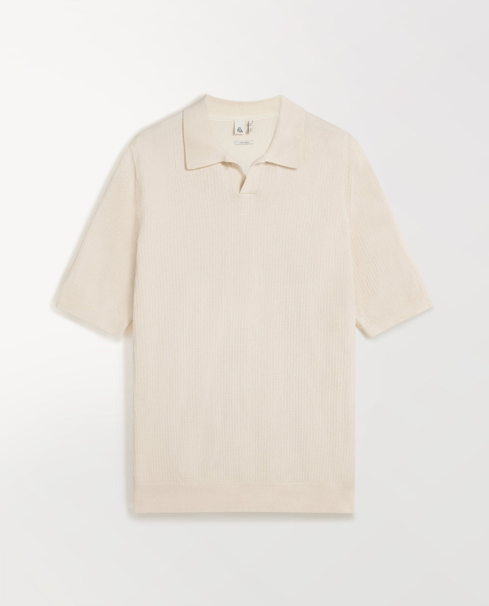 Men's Cotton Twist Pique Polo - Parchment