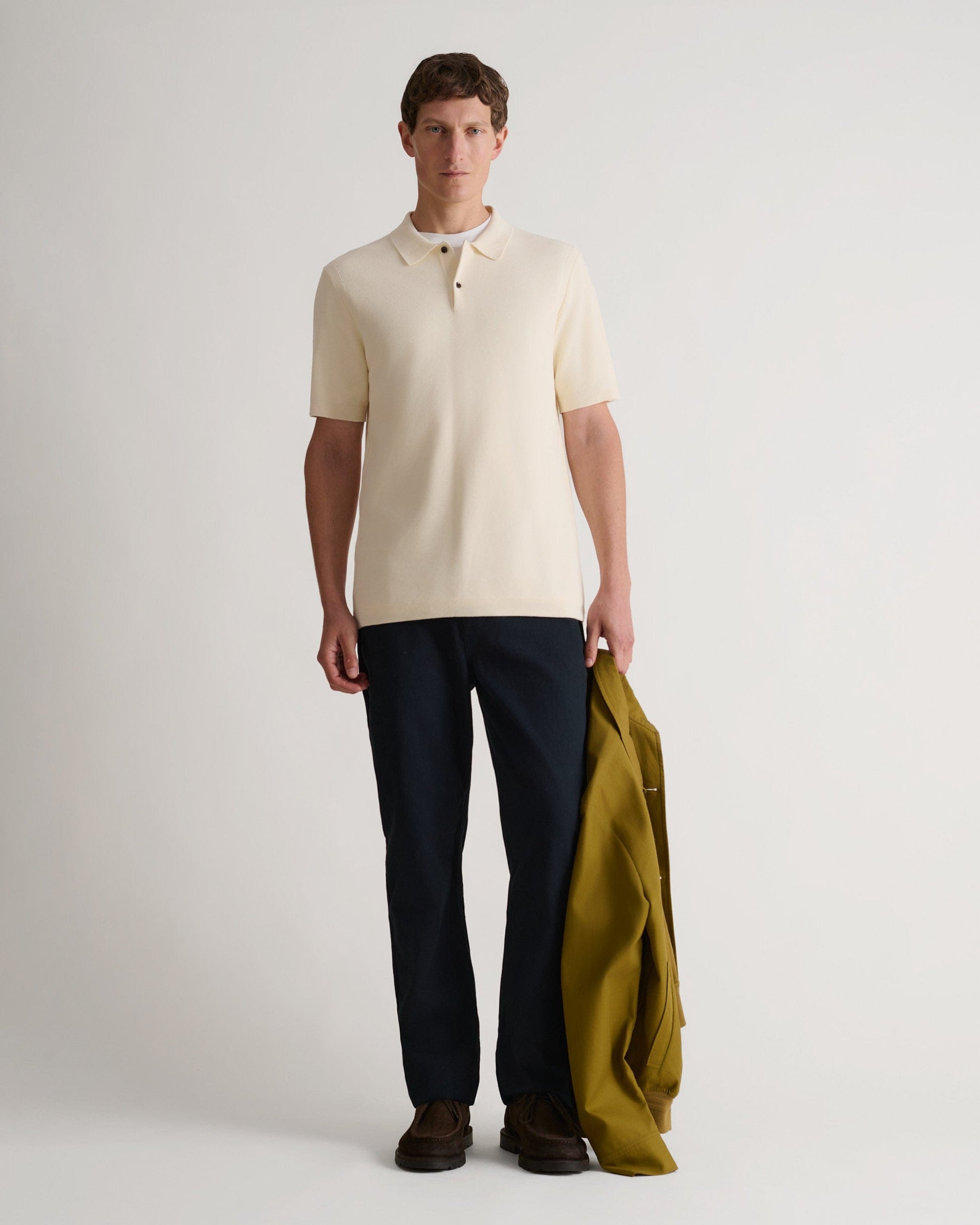 Men's Cotton Twist Pique Polo - Parchment