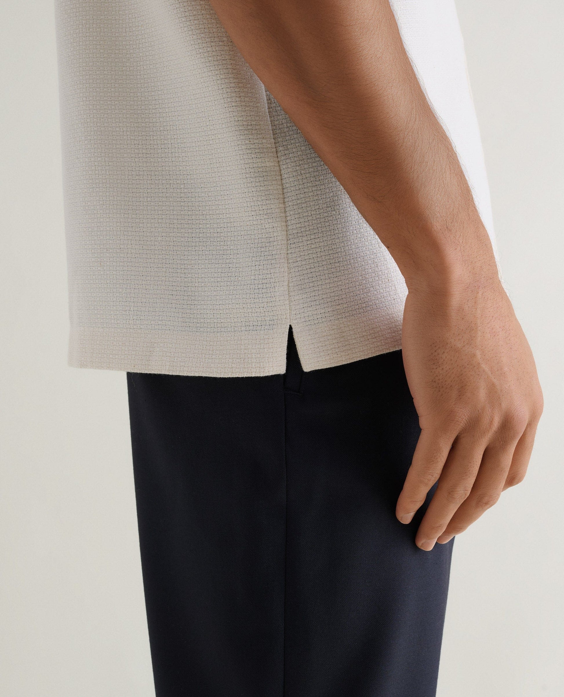 Men's Cotton Camp Collar Shirt - Ecru