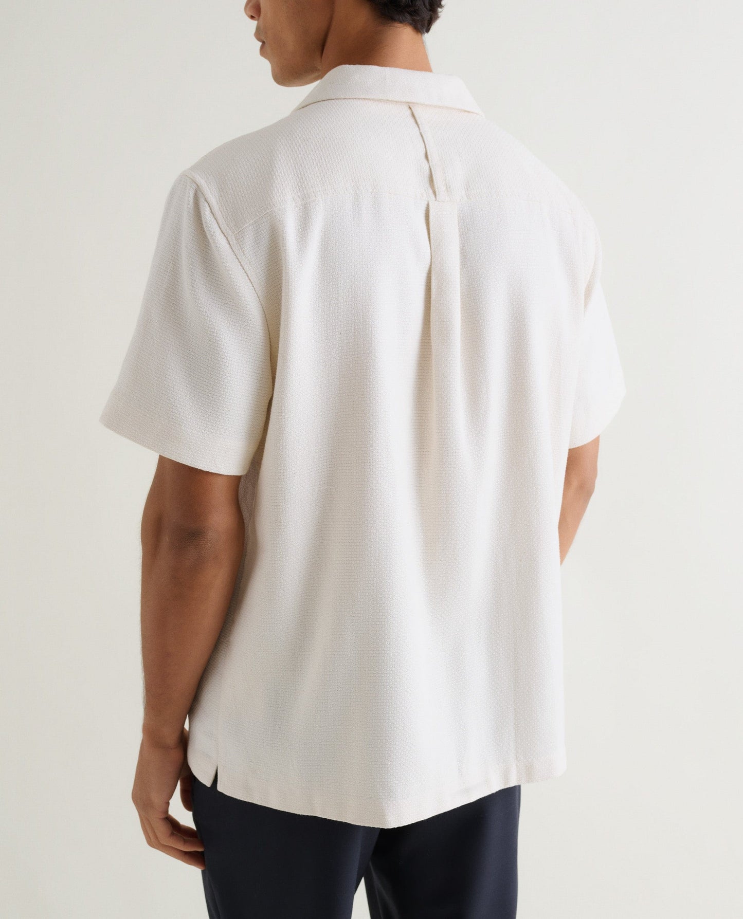 Men's Cotton Camp Collar Shirt - Ecru