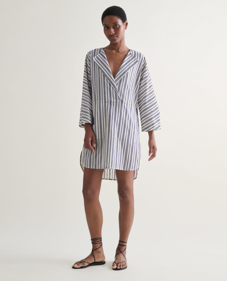 Women's Cotton Gauze Tunic Dress - Navy Stripe