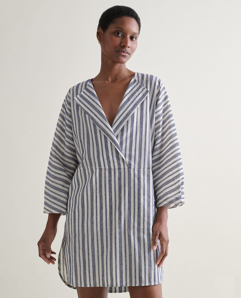 Women's Cotton Gauze Tunic Dress - Navy Stripe