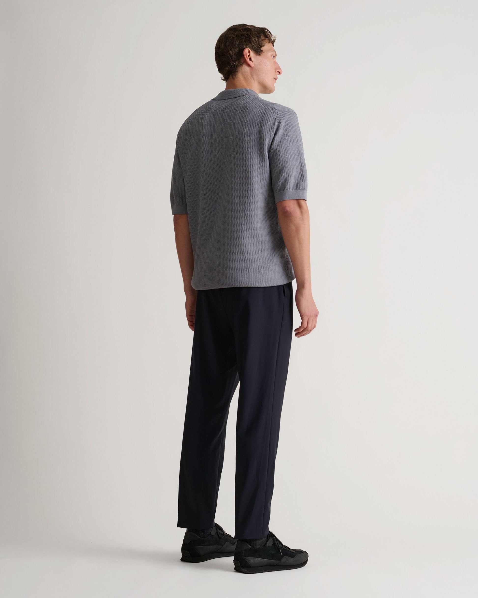 Men's Cotton Textured Knit Polo - Shadow Grey