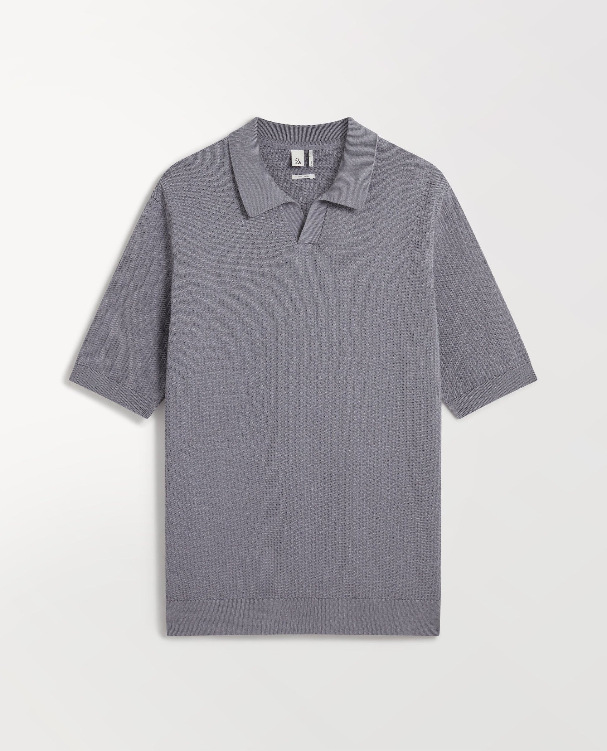 Men's Cotton Textured Knit Polo - Shadow Grey