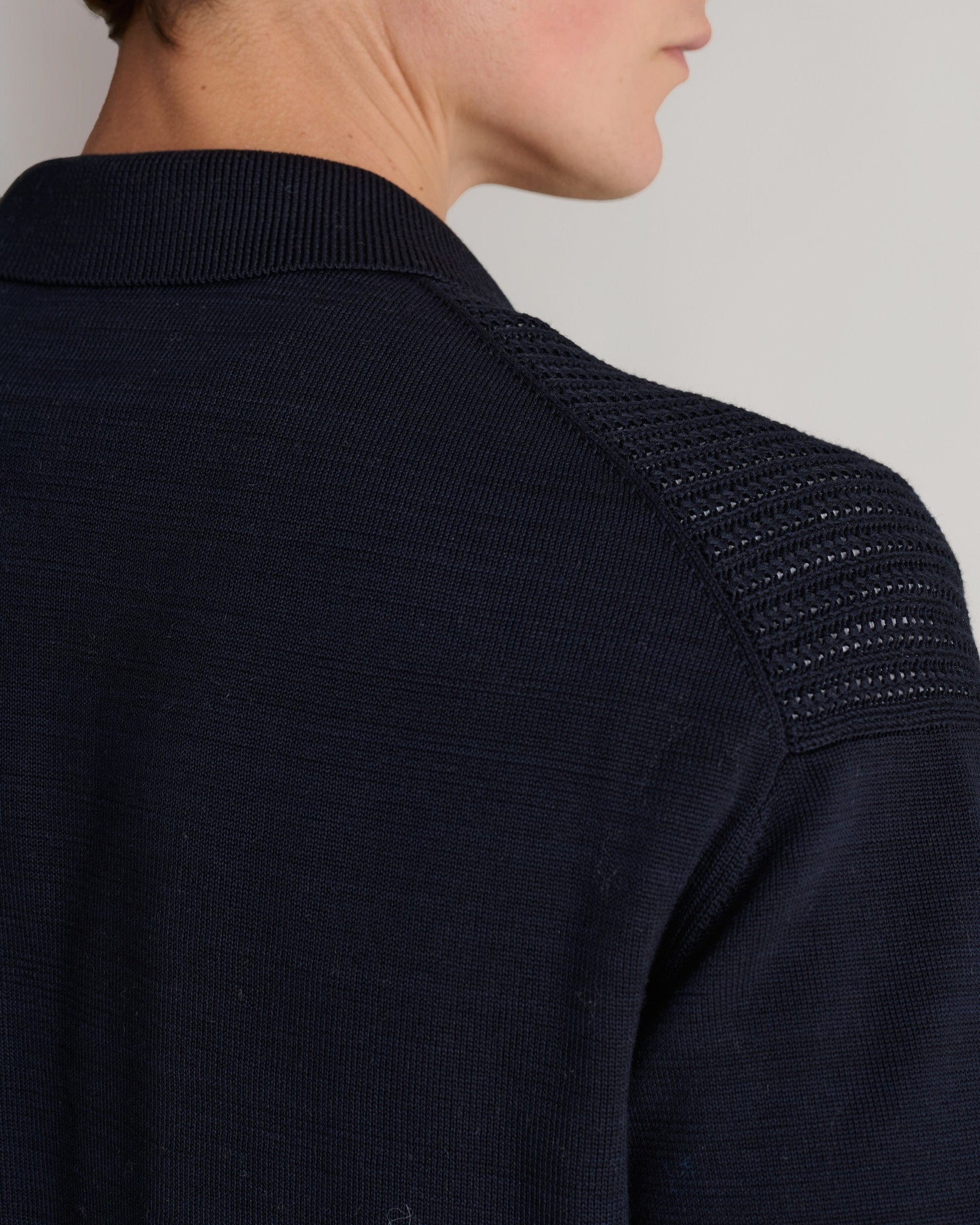 Men's Cotton Textured Knit Shirt - Navy