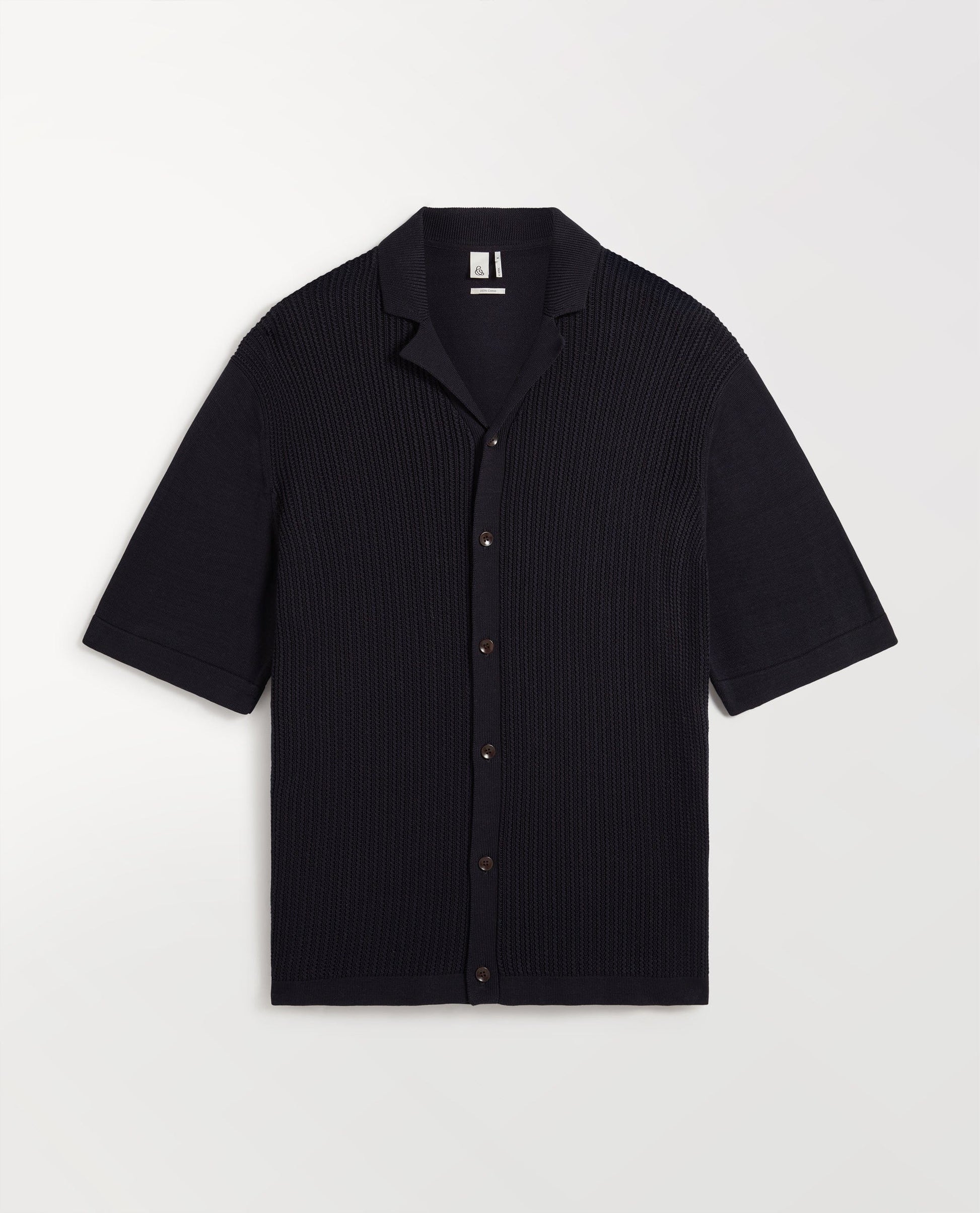 Men's Cotton Textured Knit Shirt - Navy
