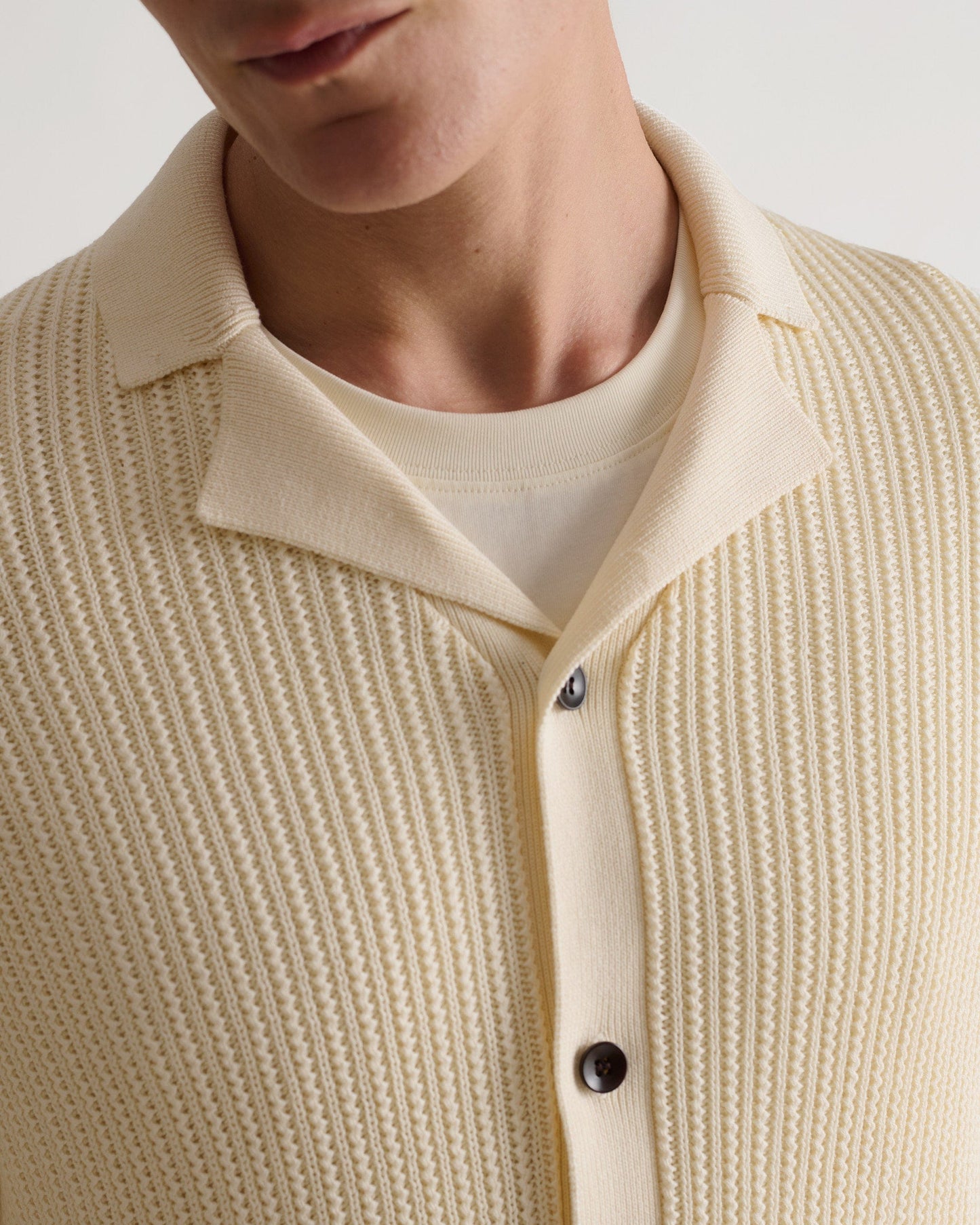 Men's Cotton Textured Knit Shirt - Parchment