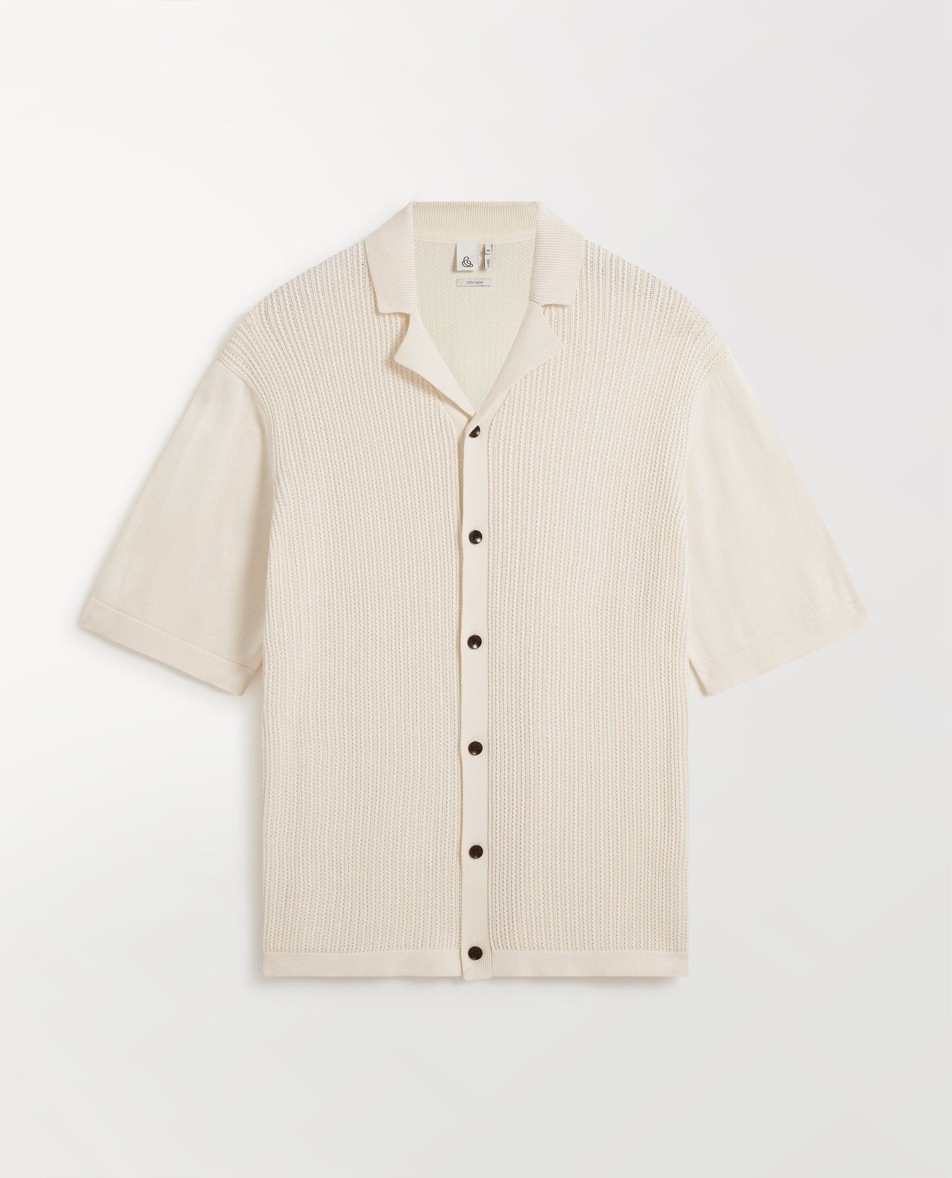 Men's Cotton Textured Knit Shirt - Parchment