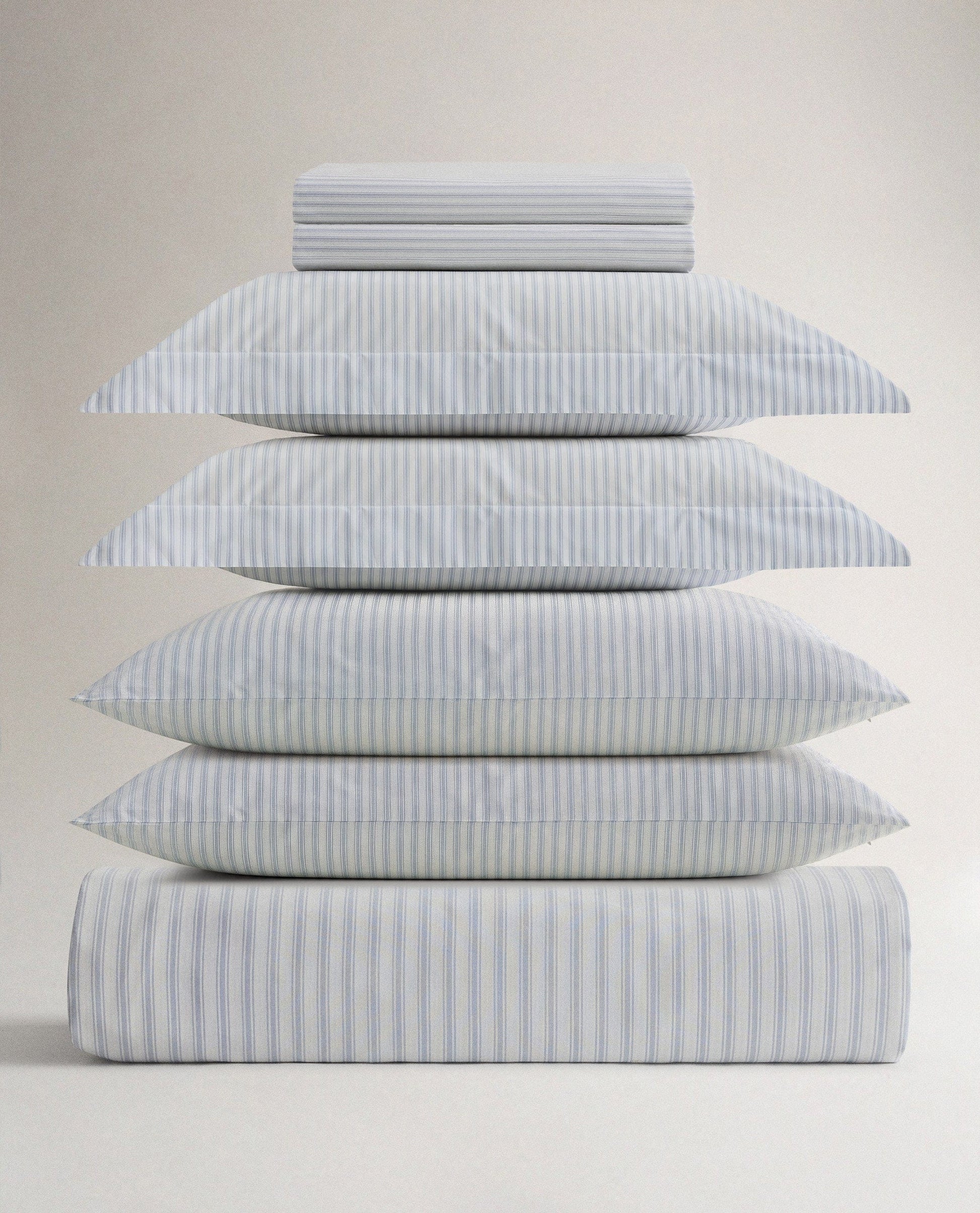 The Crisp & Cool Organic Deluxe Bundle - Blue Stripe Ticking - Double