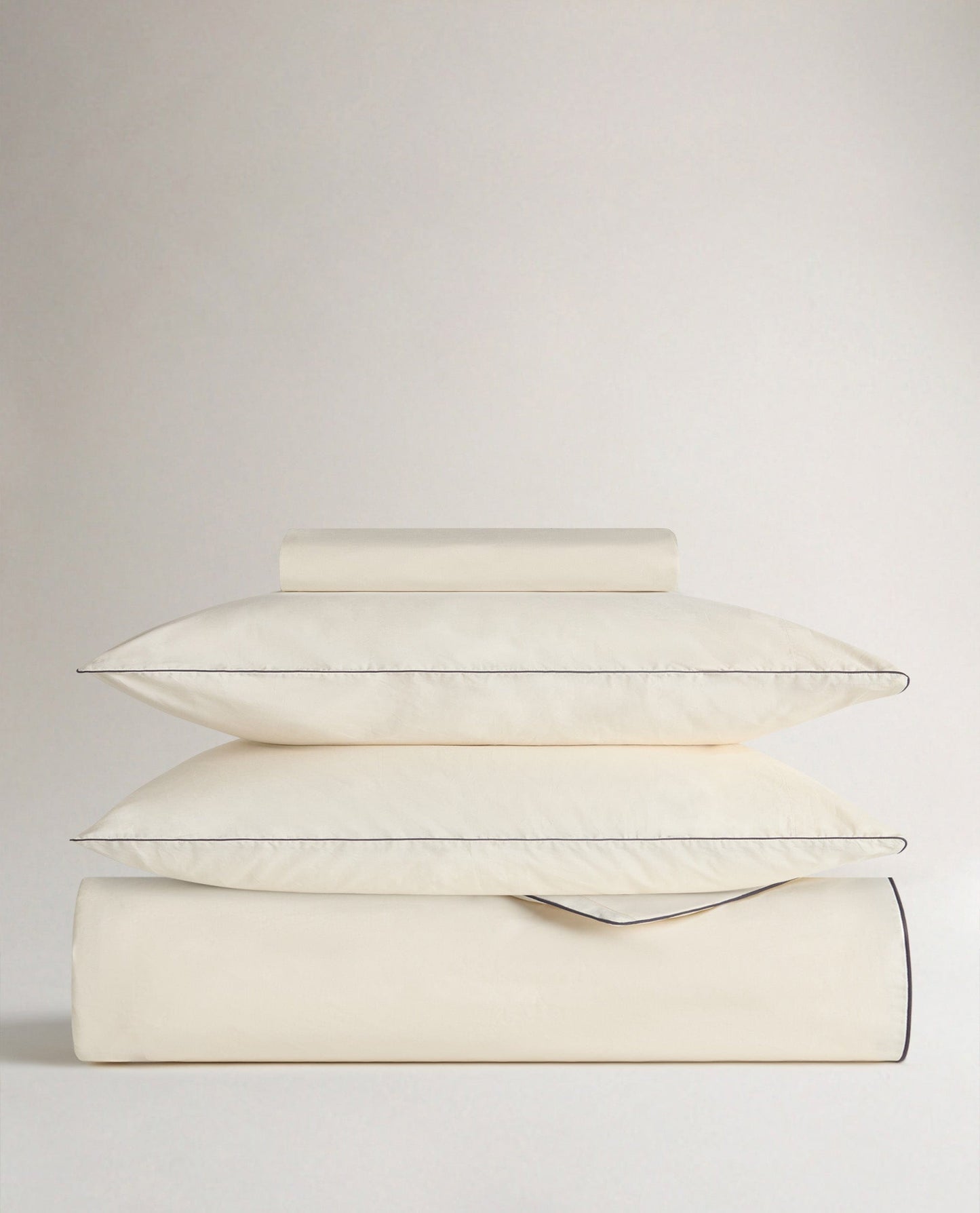 Crisp & Cool Organic Cotton Duvet Set - Buttermilk Black Piping