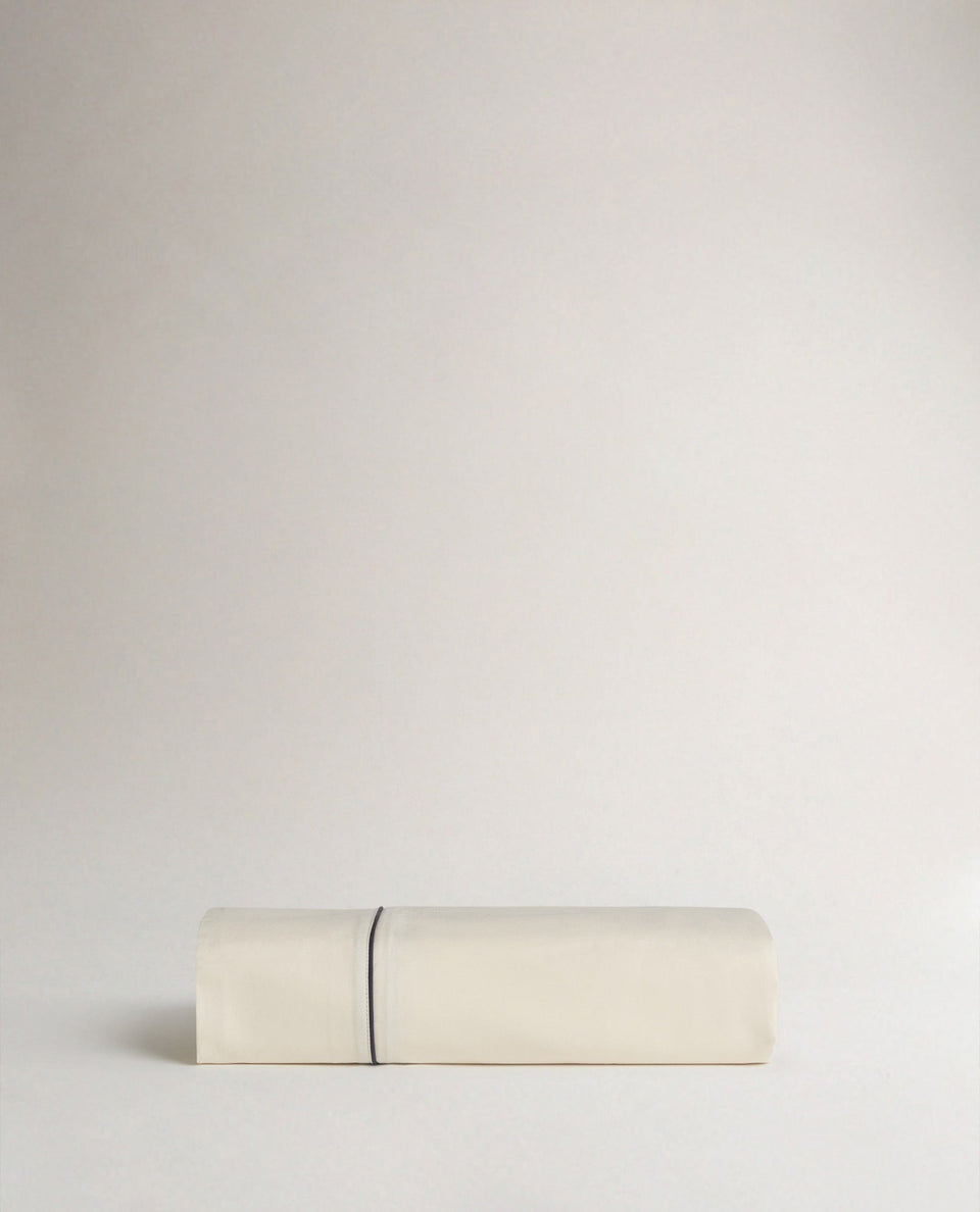 The Crisp & Cool Organic Luxury Flat Sheet - Buttermilk Black Piping