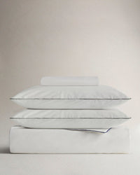 Crisp & Cool Organic Cotton Duvet Set - White Navy Piping