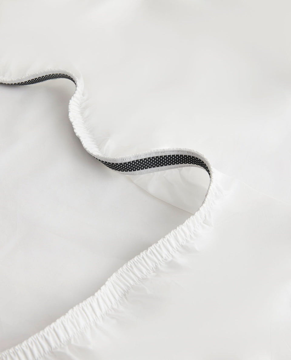 The Crisp & Cool Organic Sheet Set - White Navy Piping