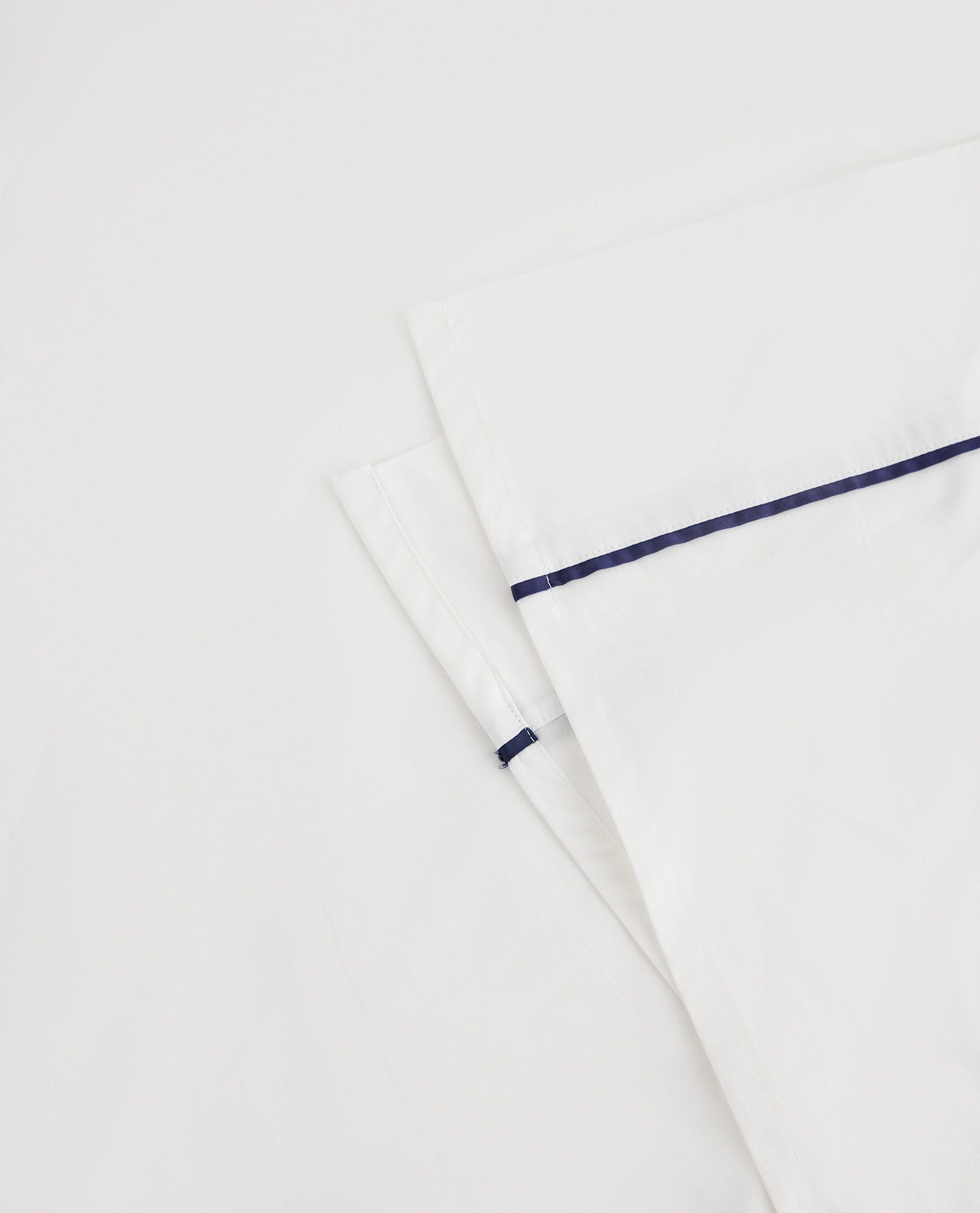 The Soft & Smooth Luxury Flat Sheet - White Navy Piping