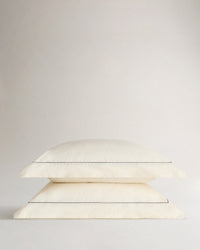 Crisp & Cool Organic Cotton Oxford Pillowcases - Buttermilk Black Piping