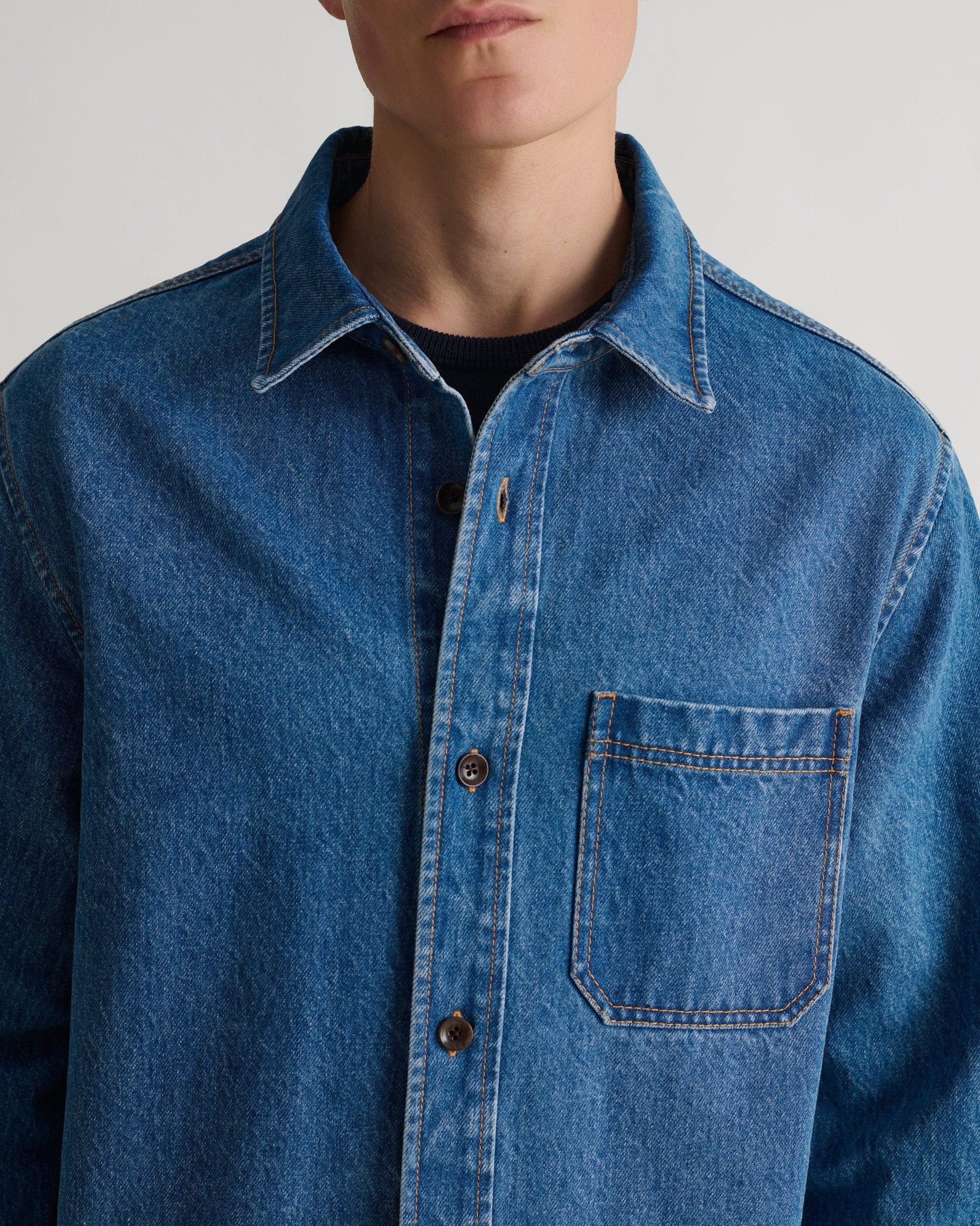Men's Denim Overshirt - Blue Rinse