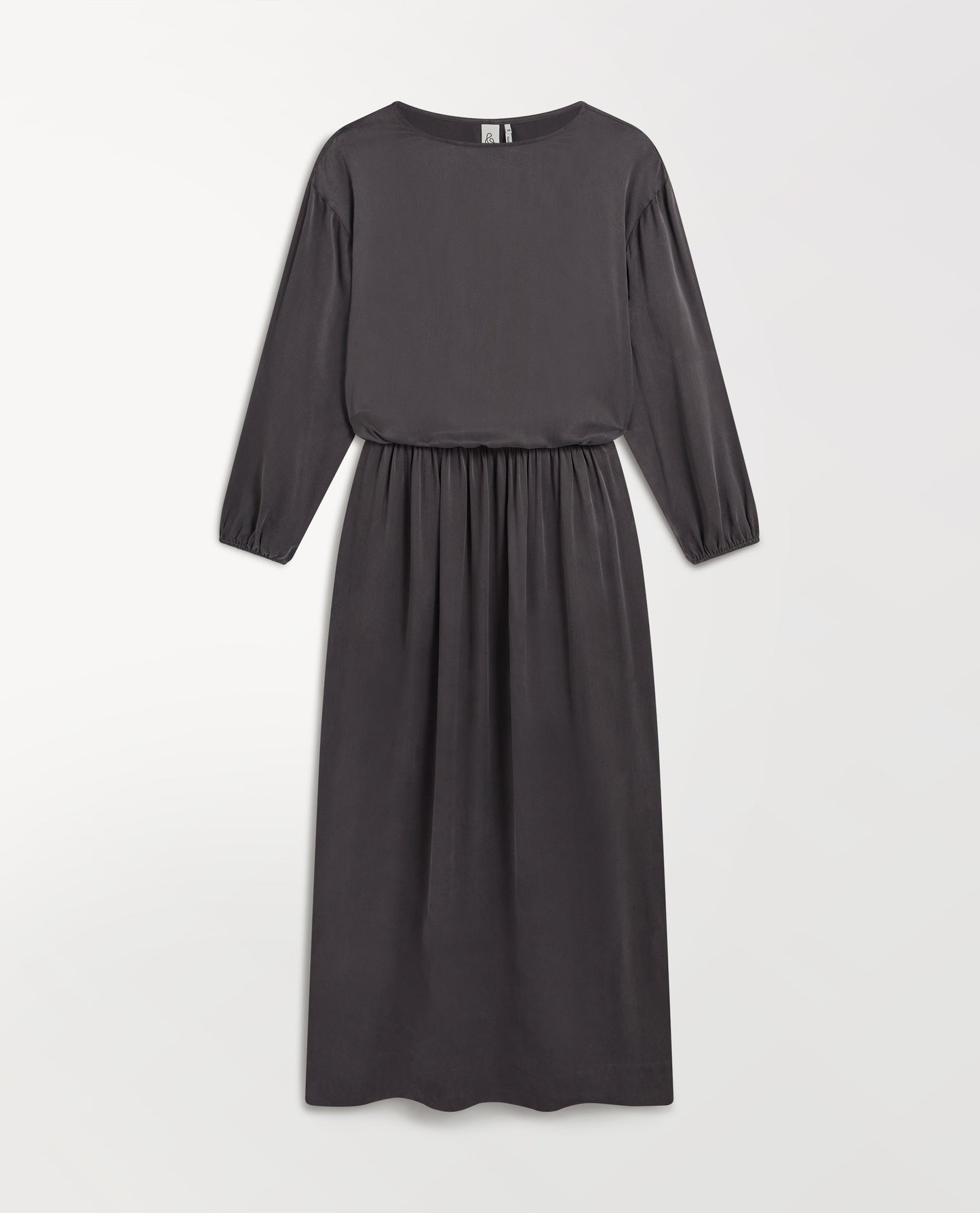 Women's Gathered Waist Easy-Silk Dress - Washed Black