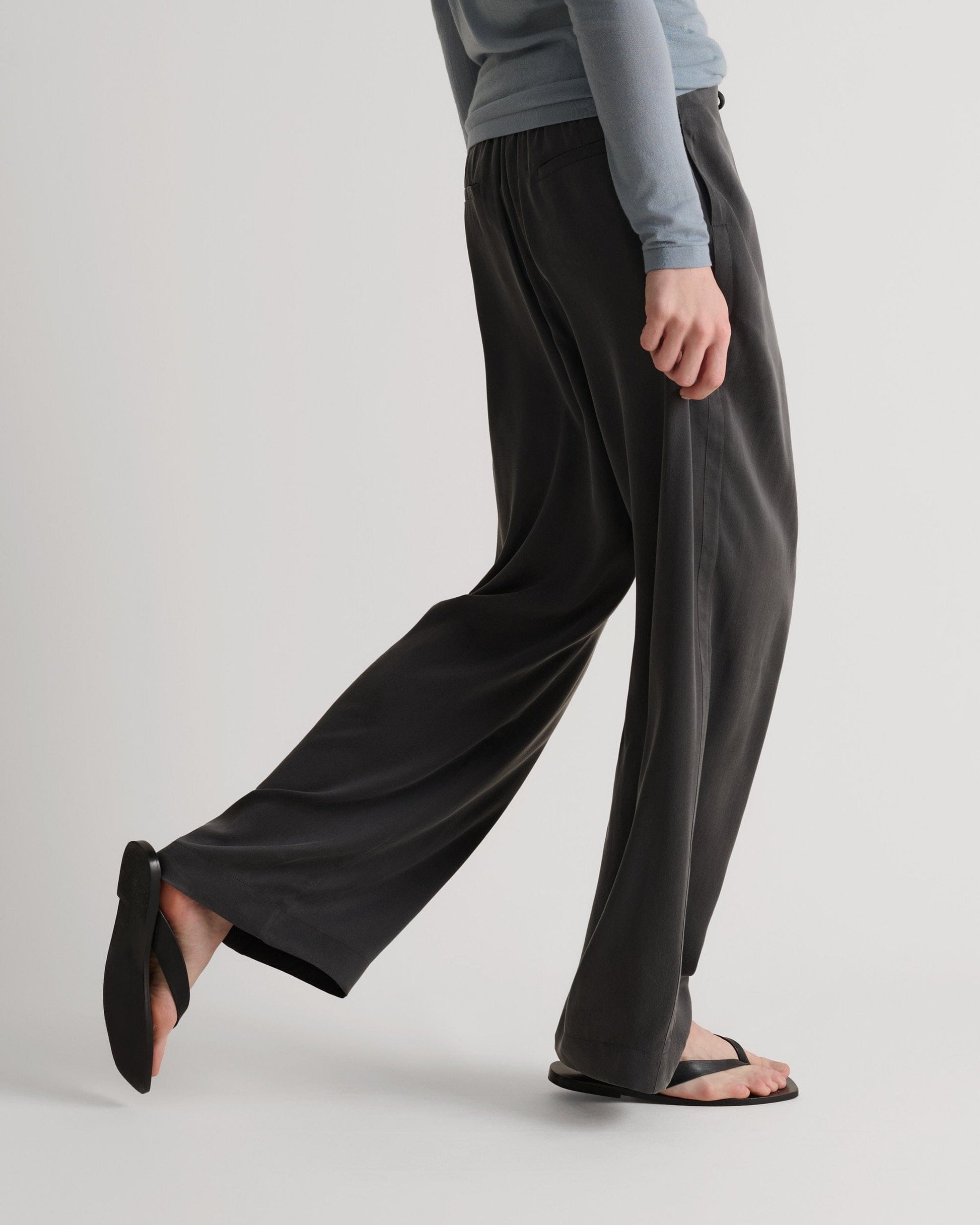 Easy-Silk Pleat Trouser - Washed Black