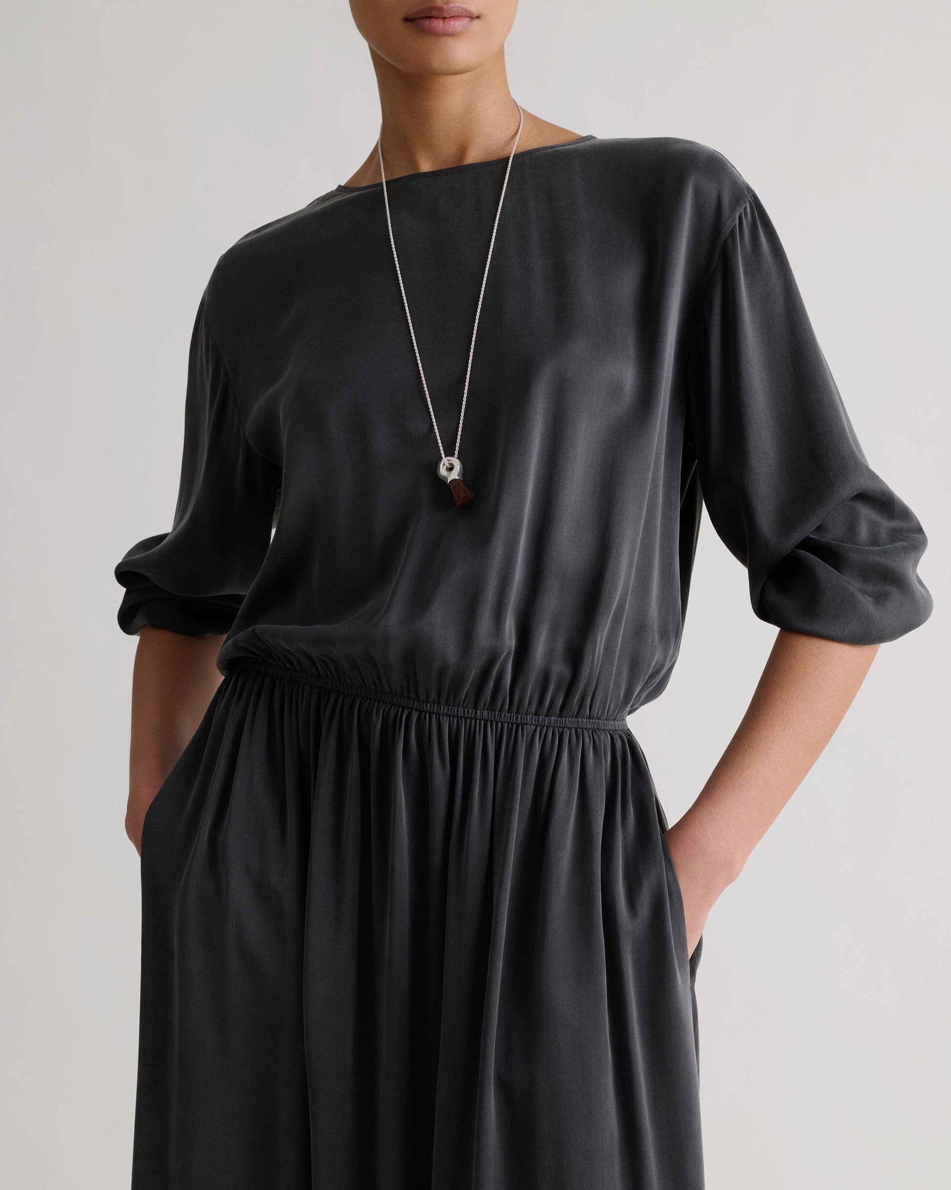 Women's Gathered Waist Easy-Silk Dress | Rise & Fall Women's Gathered Waist Easy-Silk Dress | Rise & Fall