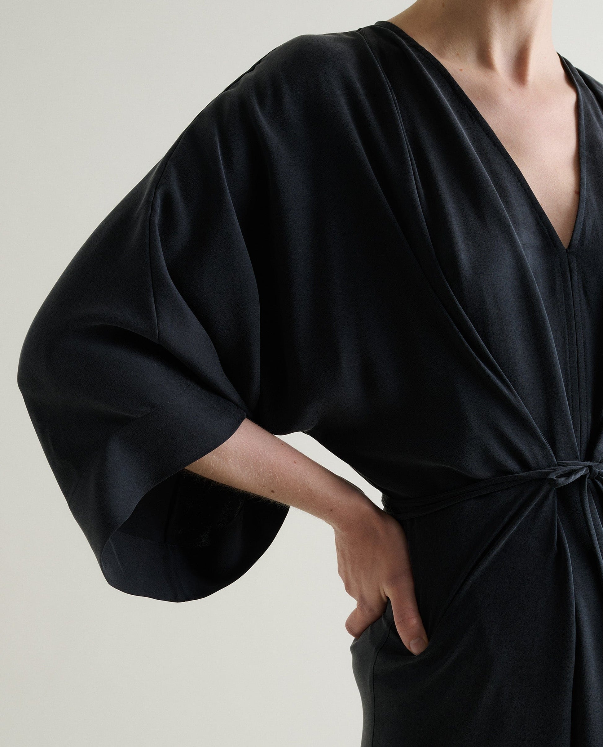 Women's Easy-Silk Robe Dress - Black