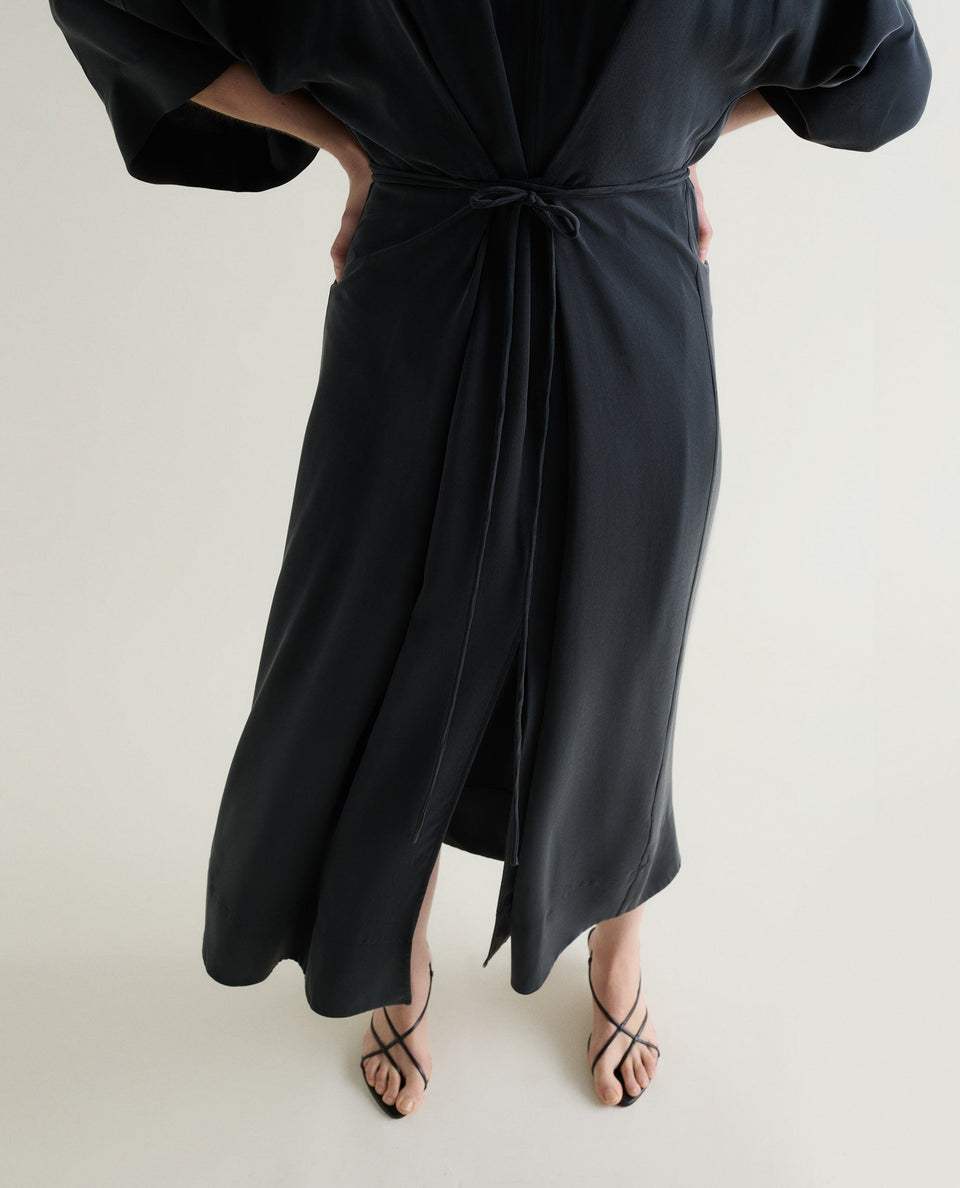 Women's Easy-Silk Robe Dress - Black