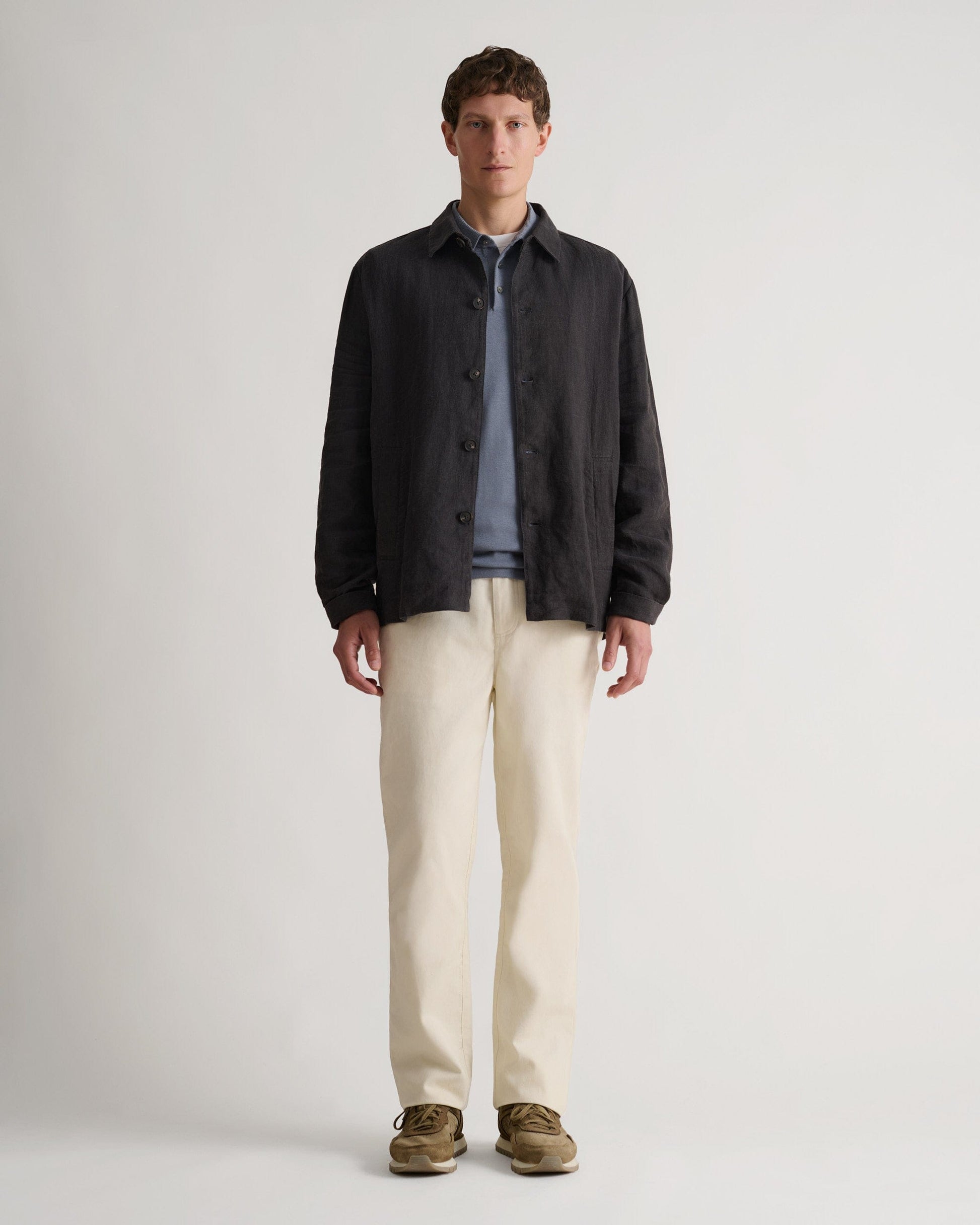 Men's European Flax™ Linen Relaxed Suit Jacket - Smoke