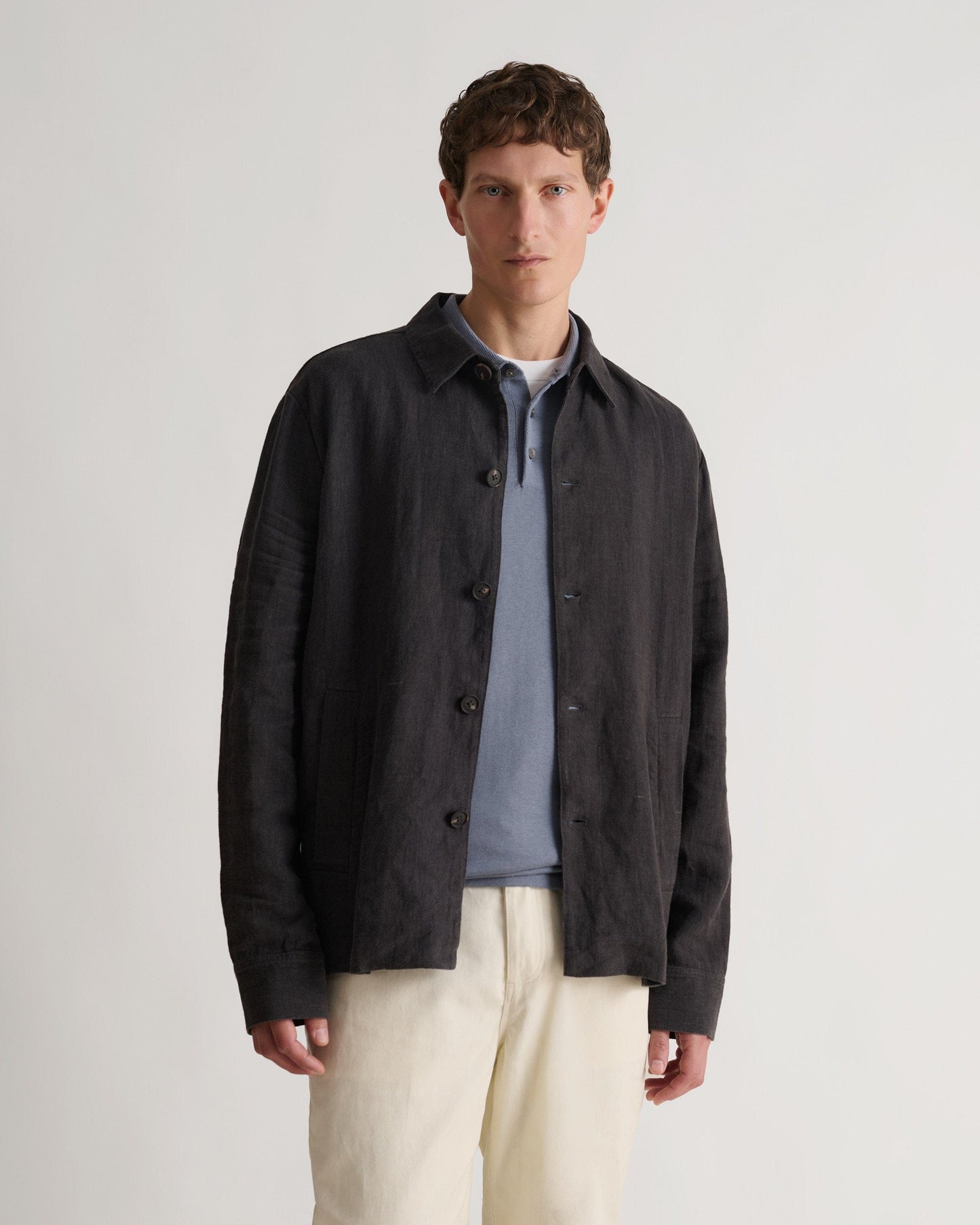 Men's European Flax™ Linen Relaxed Suit Jacket - Smoke